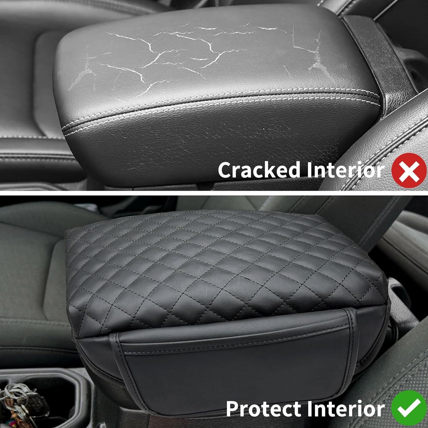 Xaido Center Console Cover Compatible with Jeep Wrangler JL 2018-2025 & Gladiator JT 2020-2025 Accessories, Console Armrest Cover, Leather Arm Rest Covering, Black