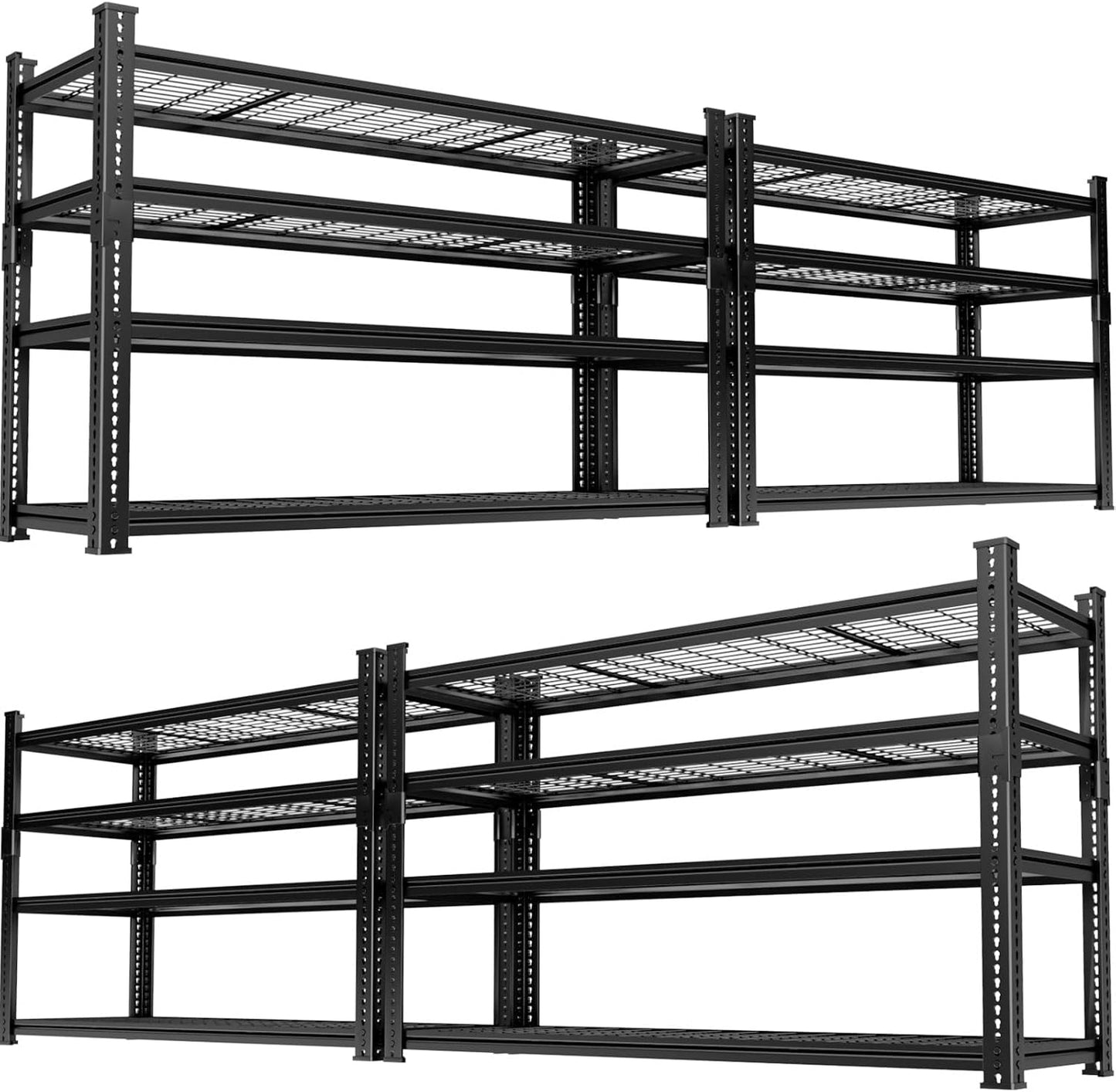 Storage Shelves Heavy Duty 4 PCS, 48"L x 18"W x 60"H Garage Wire Shelving Unit Loads 2640LBS, 4-tier Adjustable Metal Industrial Utility Shelf Rack for Kitchen, Laundry, Pantry, Warehouse, Basement