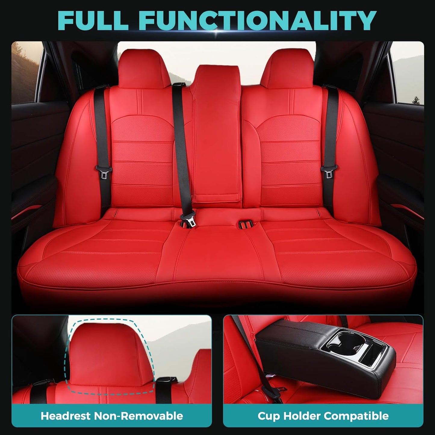 for Toyota Camry Seat Covers LE SE SE Nightshade 2018 2019 2020 2021 2022 2023 2024 - Waterproof Luxury Leather Seat Covers for Cars, Custom Fit Car Seat Covers Full Set, Red Not for Hybrid