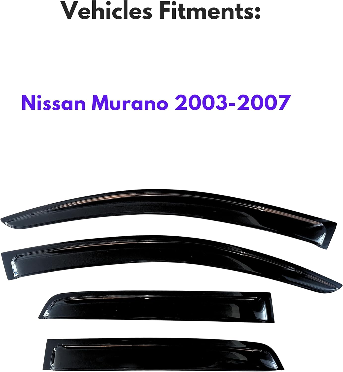 KPY Window Visor Compatible with Nissan Murano 2003-2007, 4PC Rain Guard Side Window Vent Deflectors Tape-On Style, 2003 2004 2005 2006 2007