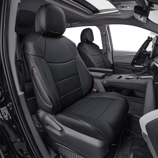 EKR Sienna Seat Covers for Toyota Sienna XLE,XSE,7-Passenger Seating,2nd Row Captain Chairs 2021-2025,Front Seat and Rear Seat,Black Car Seat Covers- 1st and 2nd Row Only, Leather(Black)