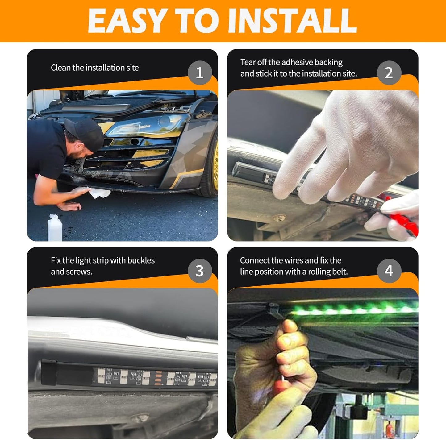 JMTBNO Car Underglow Neon Accent Strip Lights,6pcs Double Row Underglow Exterior Car Lights with APP Control Underbody Compatible with Chevy Silverado 1500 Ford F-150 F-250 F-350