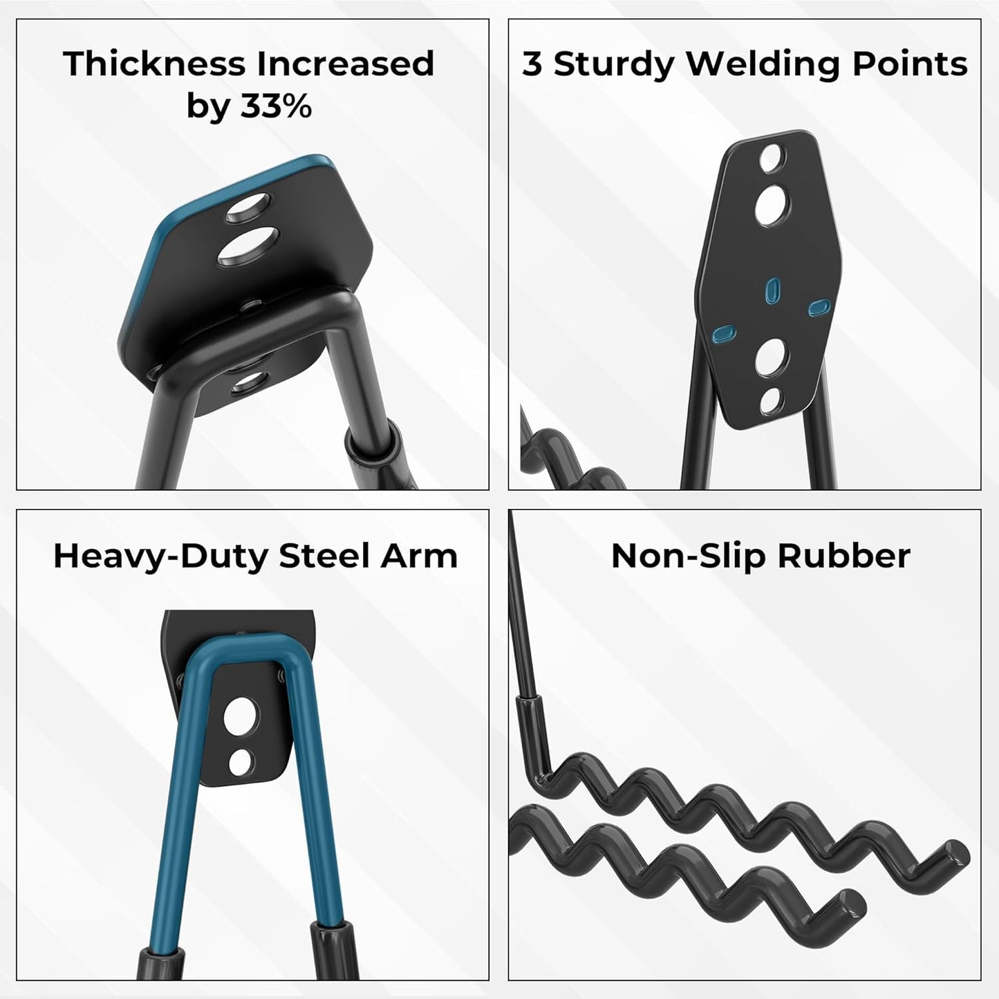 BONTEC 16 Pack Heavy Duty Garage Hooks, Steel Wall Mount for Garage Organization, Ladder & Bike Hooks, Garden Hose Holder, Tool Hangers, for Home, Workshop & Storage (Black)