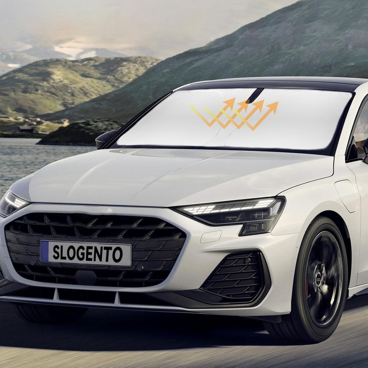 Sun Shade Sunshade for 2021-2023 2024 2025 Audi A3 S3 RS3 Sedan Car Accessories Front Window Shield Custom Fit A3 Windshield Cover Sun Visor Protector Foldable Blocks UV Rays Keep Cooler