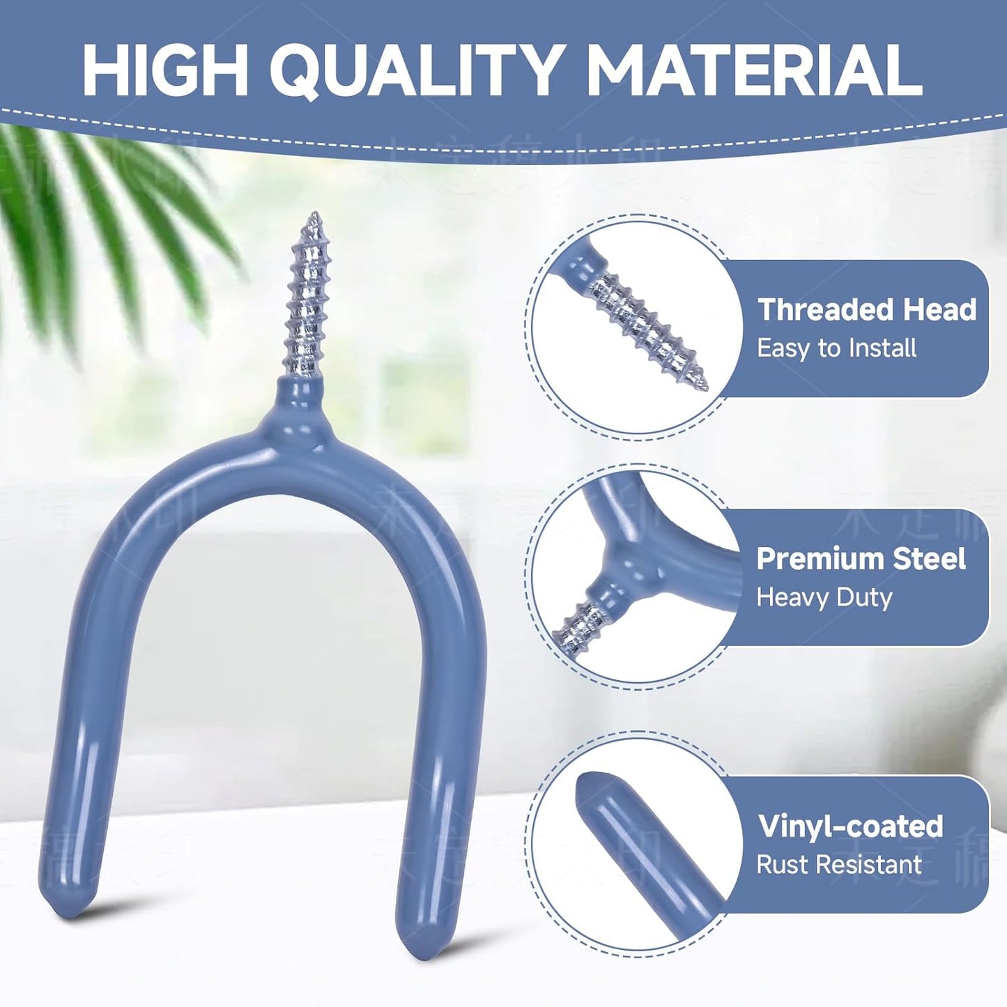 Lian.Ripple.Lian16 Pack Garage Storage System Steel U Hooks with Anti-Slip Coating Home Improvement and Organization Screw in Hooks Easy Wall Mounting Heavy Duty Bike and Ladder (Grey, 16 Pack)