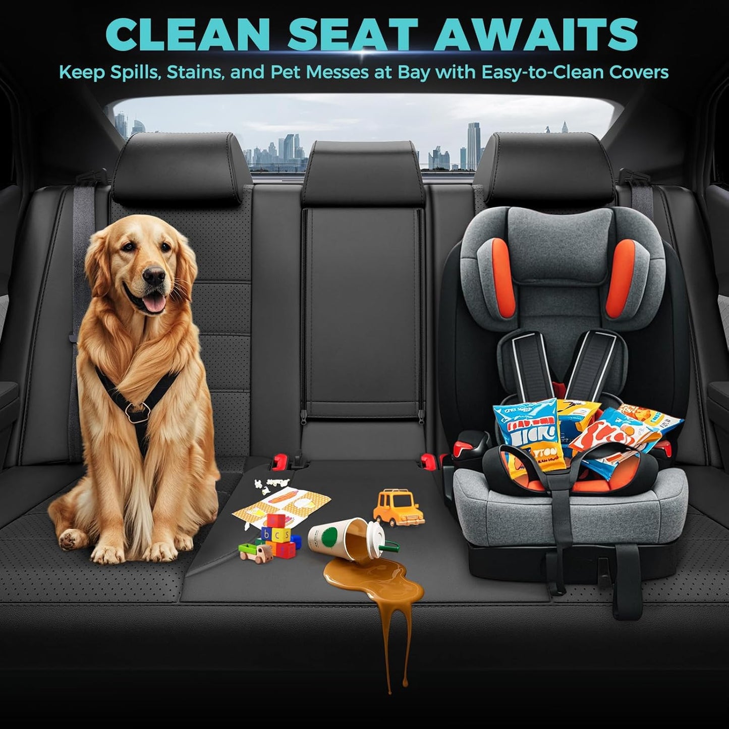 for Toyota Camry Seat Covers XLE XSE 2025 - Custom Fit Car Seat Covers Full Set, Leather Seat Covers for Cars, Waterproof Car Seat Cover, Black