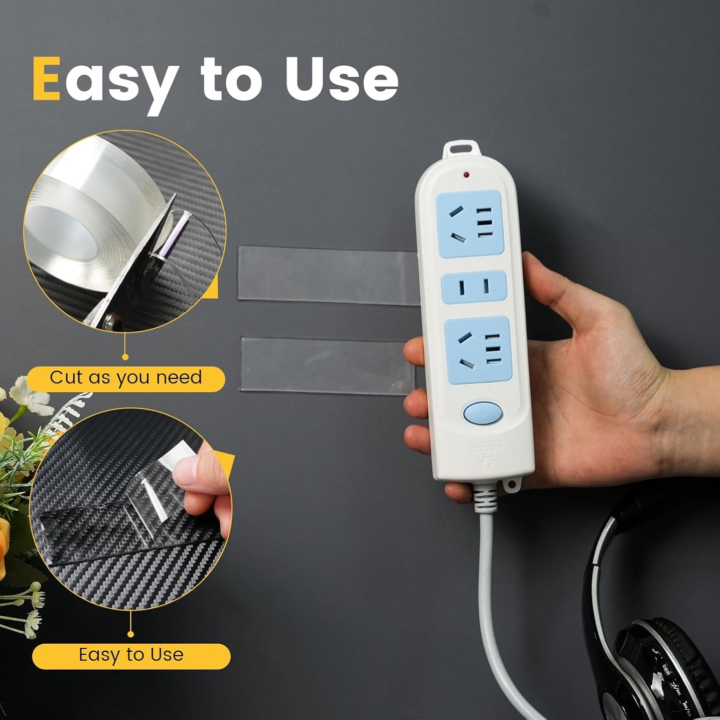 2 Rolls Double Sided Tape Heavy Duty Adhesive Tape Mounting Tape, Wall Sticky for Hanging, Nano Two Sided Tapes Strong Removable Wall Sticky Strips for Car, Home, Office - Total 19.7FT