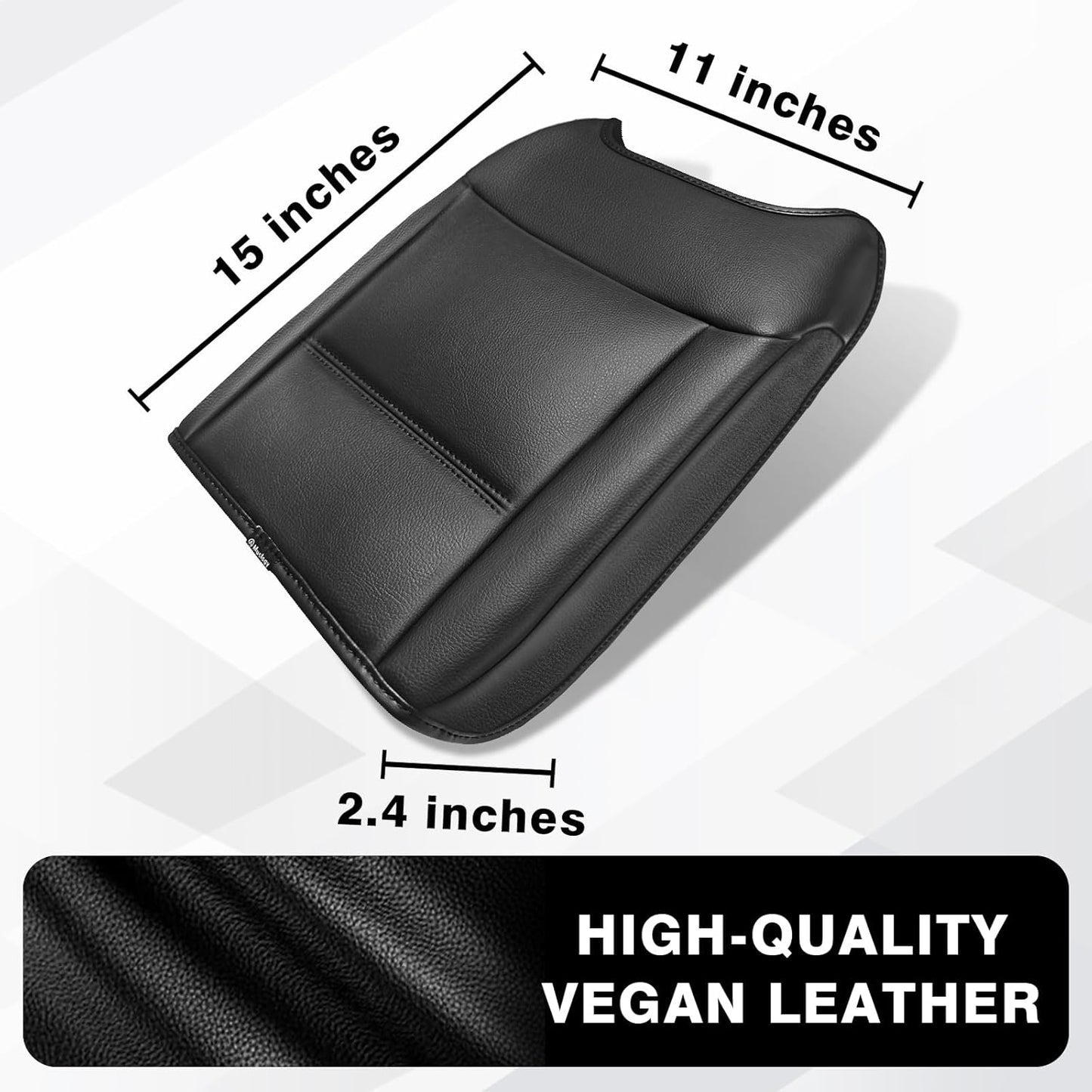 Muslogy Center Console Armrest Cover Compatible with Ford F250 F350 F450 2023 2024 2025 Super Duty Comfort Armrest Pad Arm Rest Cushion Vegan Leather Protector Regular Thick(Bucket Seat ONLY)