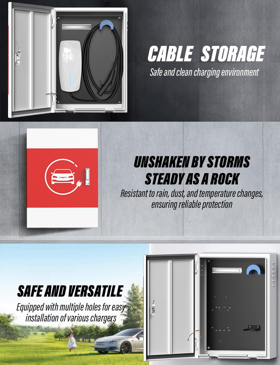 BMZX for Tesla Wall Charger Box Compatible with Tesla Wall Connector Gen 3, Indoor/Outdoor EV Charger Enclosure, Cable Organizer, Waterproof & Dustproof