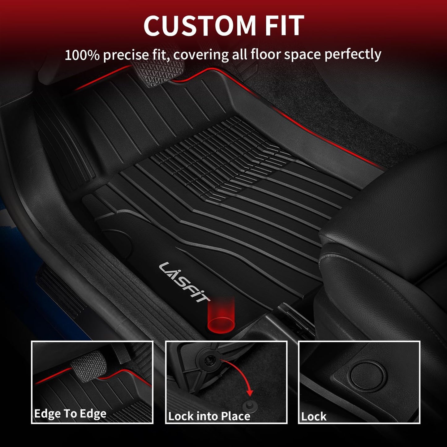 LASFIT Floor Mats for Mercedes Benz GLB 250/35 AMG 2025 2024 2023 2022 2021 2020, All Weather TPE Custom Fit Floor Liners for Mercedes Benz GLB250 & GLB35 AMG 1st & 2nd Car Mats, Black