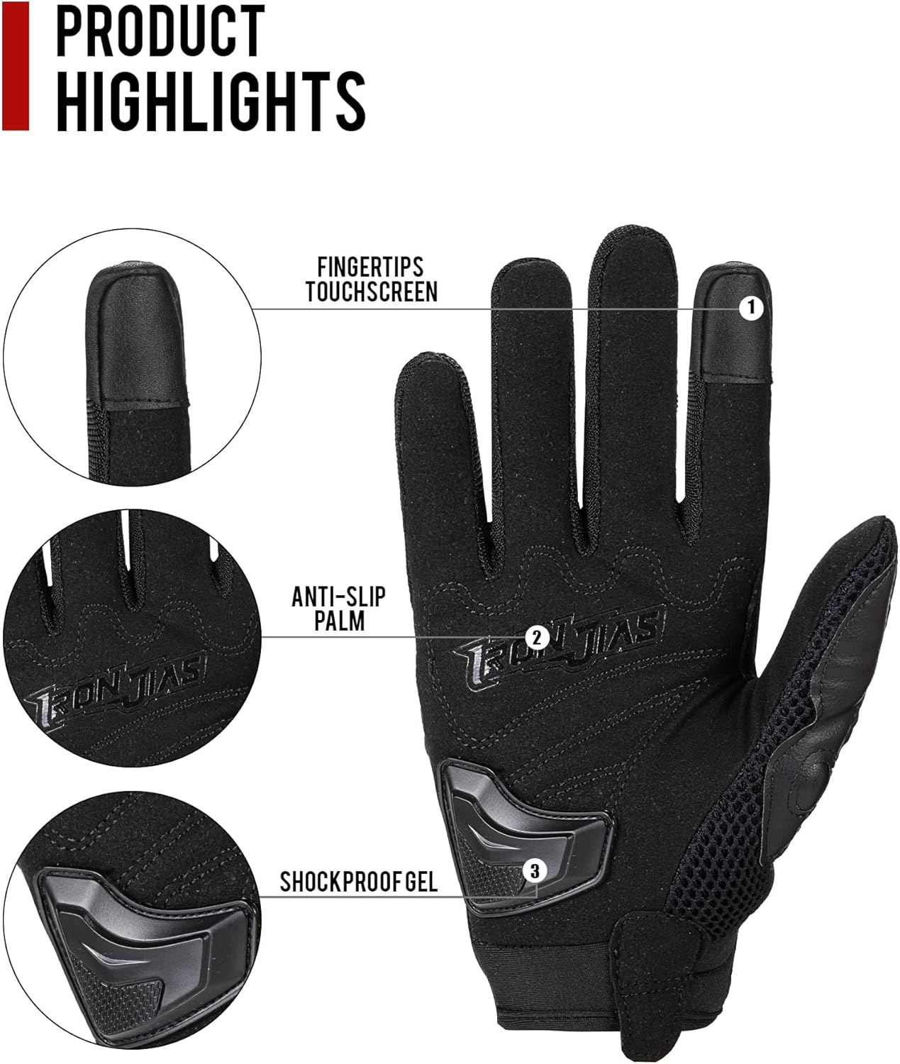 Motorcycle Gloves Touch Screen for Men Women Padding Hard Knuckle Cycling Motorbike ATV Hiking Riding Climbing Glove