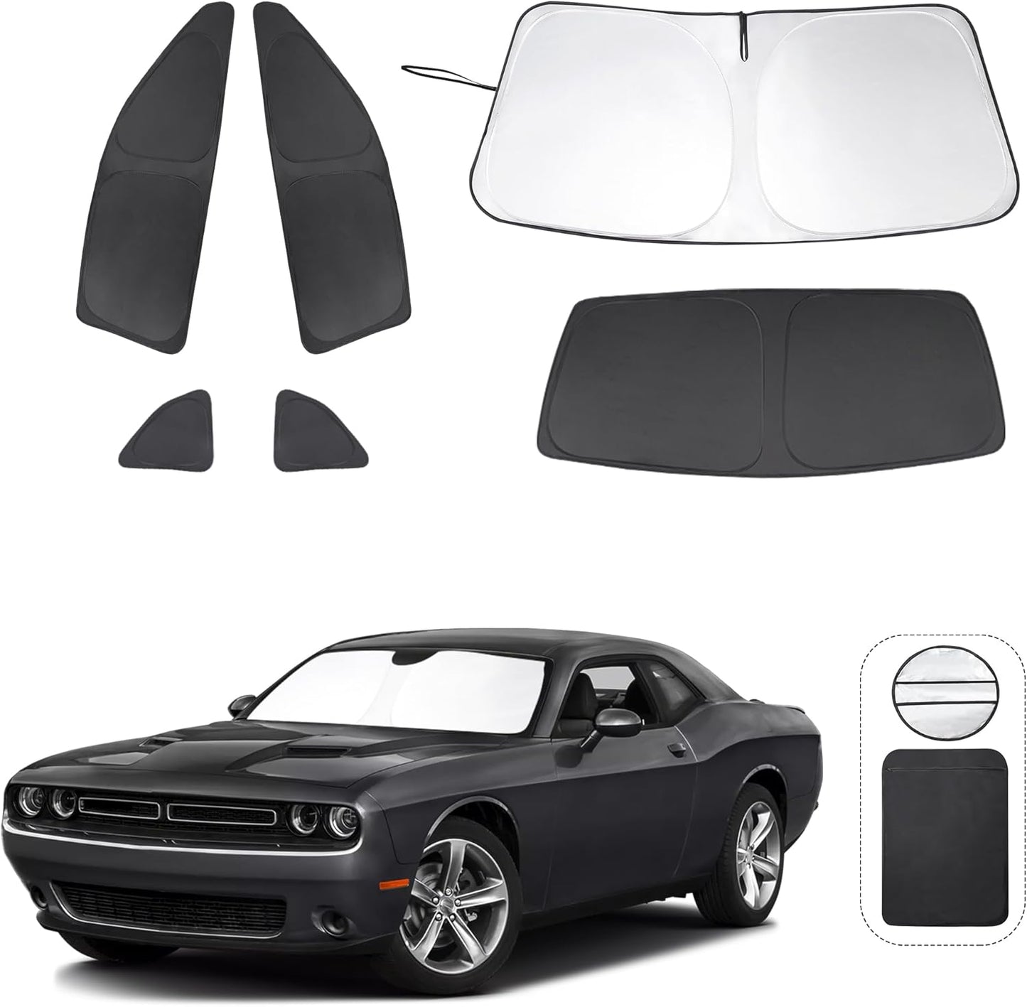 TINGLU Window Shades for Dodge Challenger 2015-2023 (SXT, RT, GT) Accessories Car Side Full Windows Rear Windshield Sun Shade Sun UV Rays & Privacy Protection for Camping,Napping,and Relaxing 6PCS