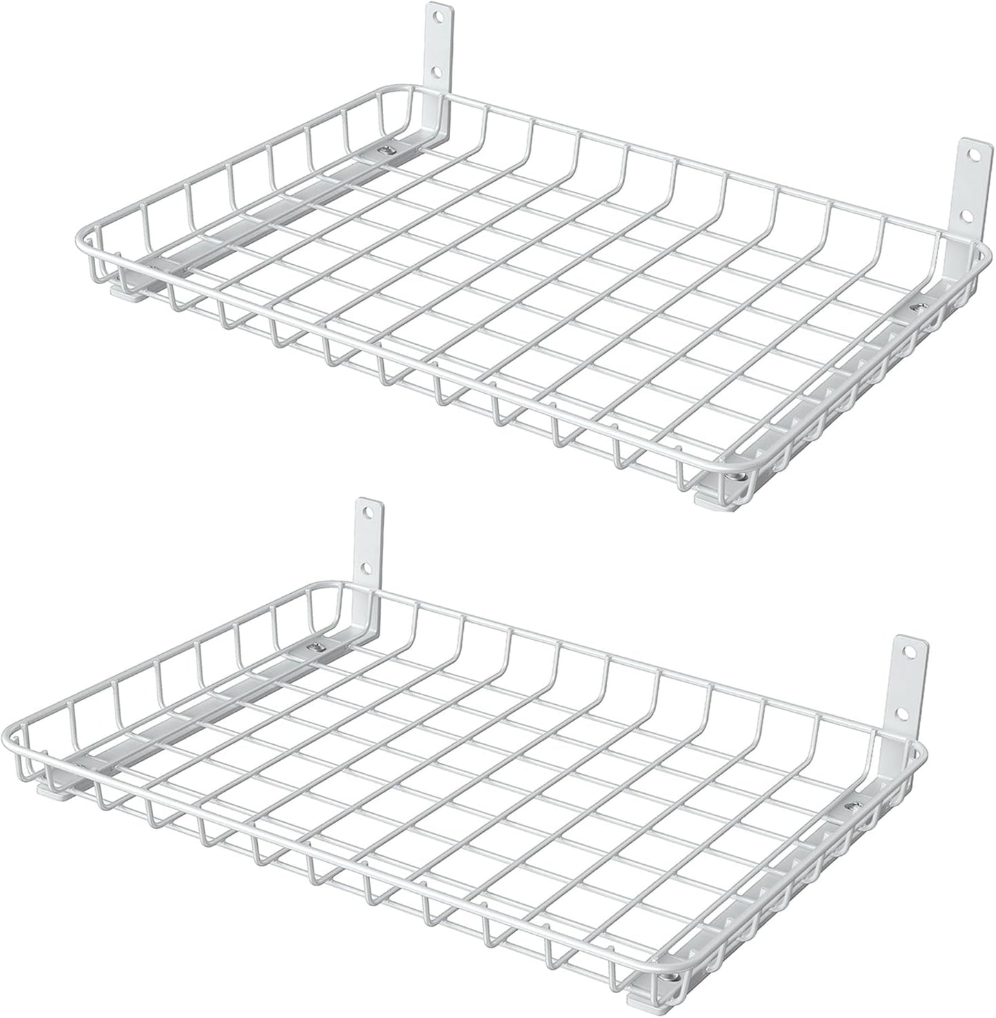 WALMANN Wall Shelves, 12 * 18 inch Wall-Mounted Storage Shelves for Garage, Closet, Laundry Room, Heavy Duty Wall Shelving, Holds Up to 60 lbs(Pack of 2, White)