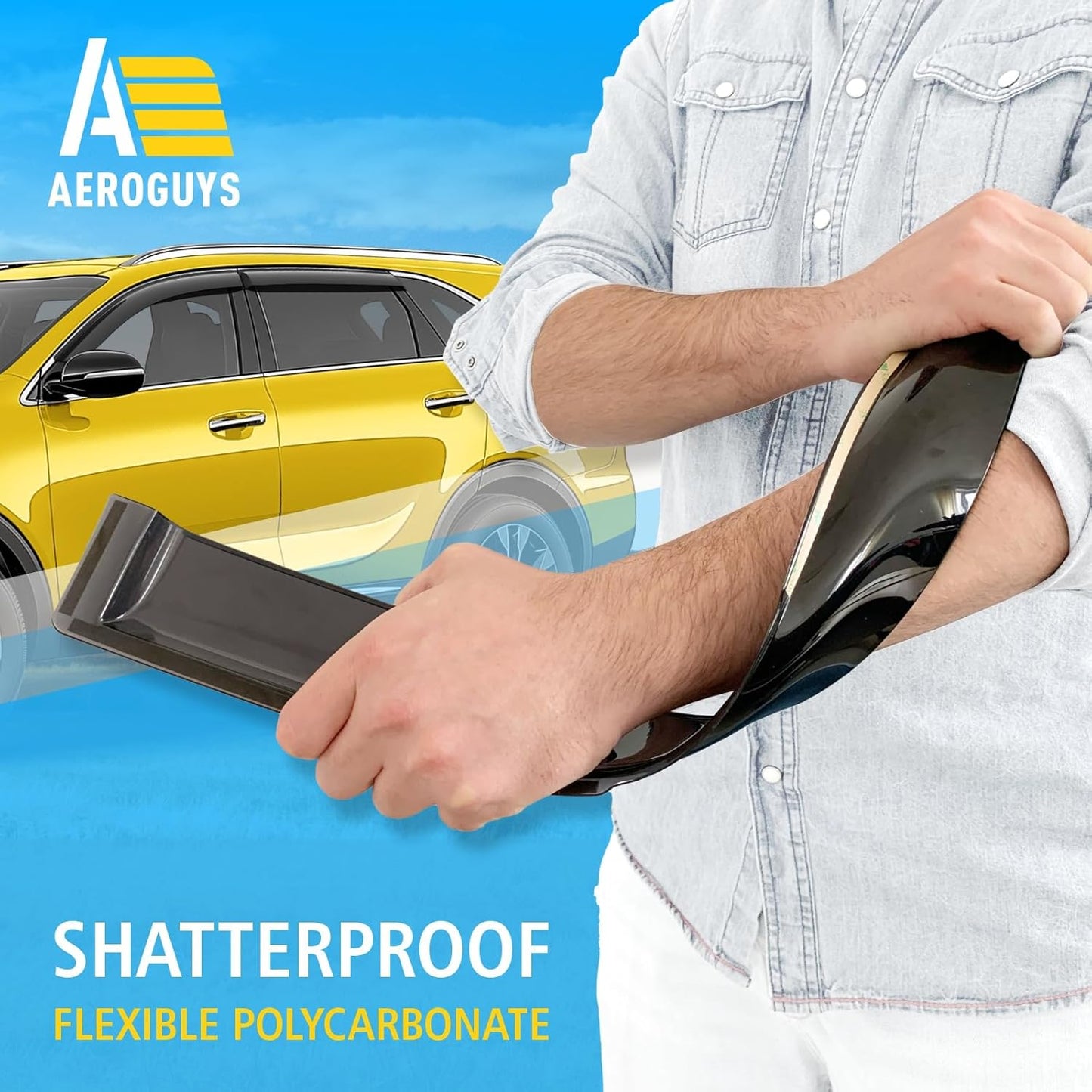 Extra Durable Window Deflectors Tape-On Window Visors Rain Guards Fit for Kia Sorento 2016-2020, Sun Visors, Wind Vent for Shades, Exterior Car Accessories - 4pcs. AG0087