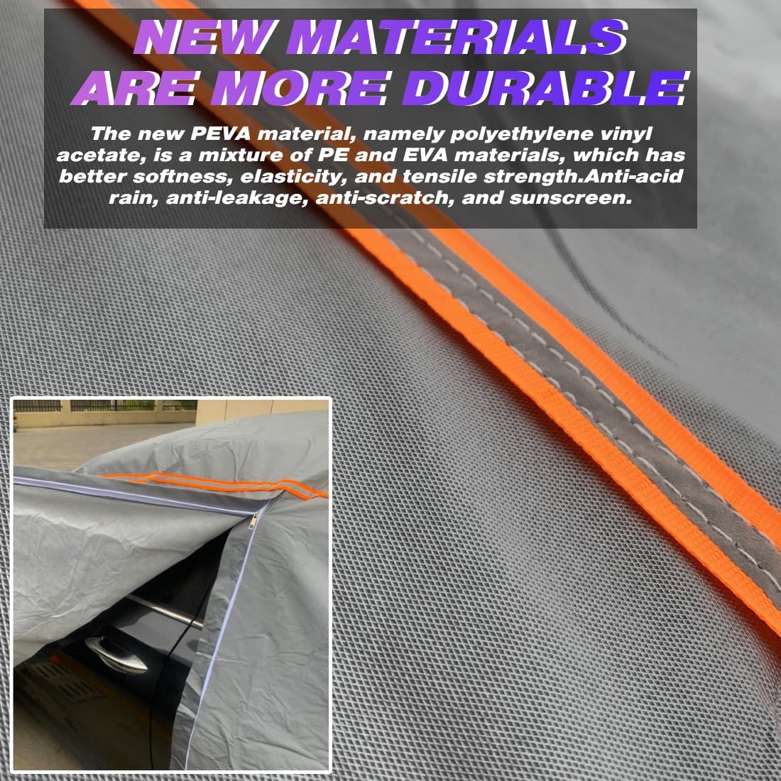 KEYOOG Universal Waterproof Heavy Weight Full Car Covers, Fit SUVs, All Weather, Outdoor Full Cover Weatherproof UV Sun Protection Snow Dust Storm Resistant with PEVA Cotton, Fit Length 178"-189"