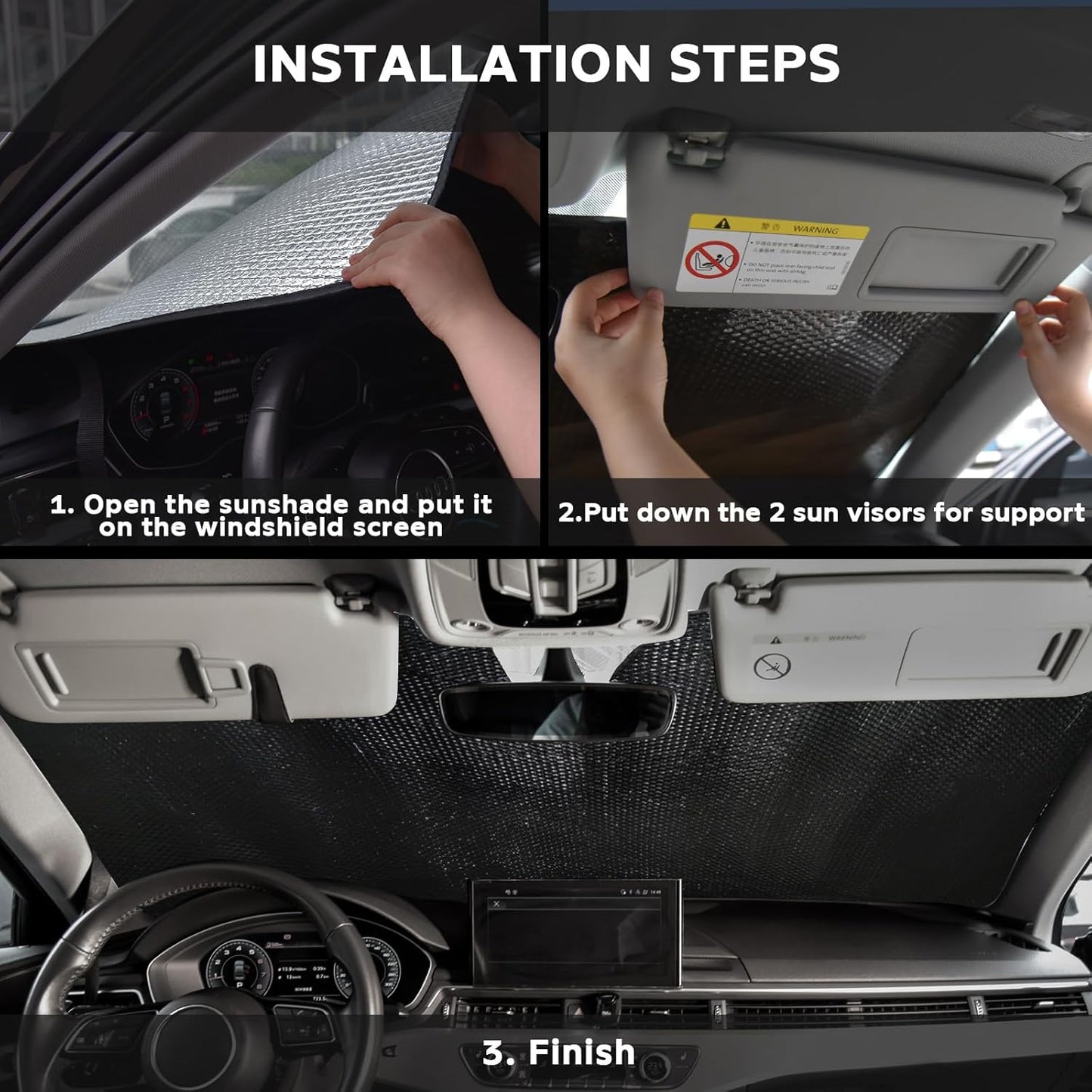 Windshield Sun Shade for 2019-2025 Honda Passport Sport EX-L Touring Elite - 5-Layer Bubble Foldable Front Window Shade Sun Visor Accessories - Blocks Heat & UV Rays