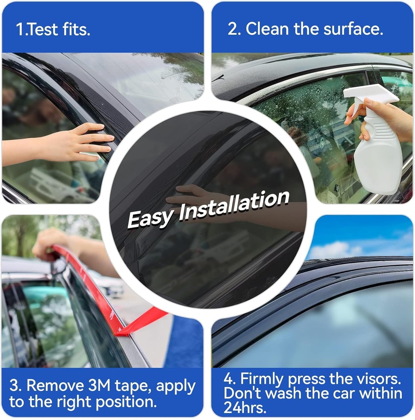 Window Visors Rain Guards for 2007-2014 Ford Edge, Out-Channel Window Vent Wind Deflectors Visors Shades for 2007-2015 Lincoln MKX