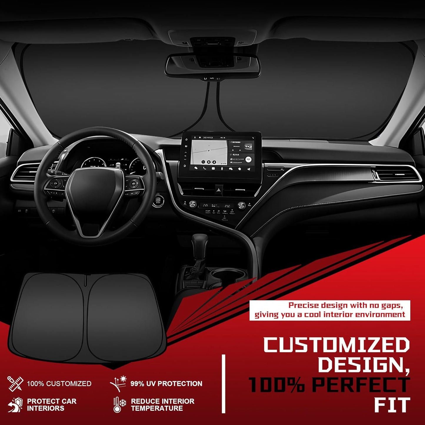 Windshield Sun Shade for 2021-2025 Volkswagen VW ID.4 Foldable Sun Sunshade for Car Front Window Blocks UV Rays and Heat Automotive Interior Protector Custom Fit Accessories