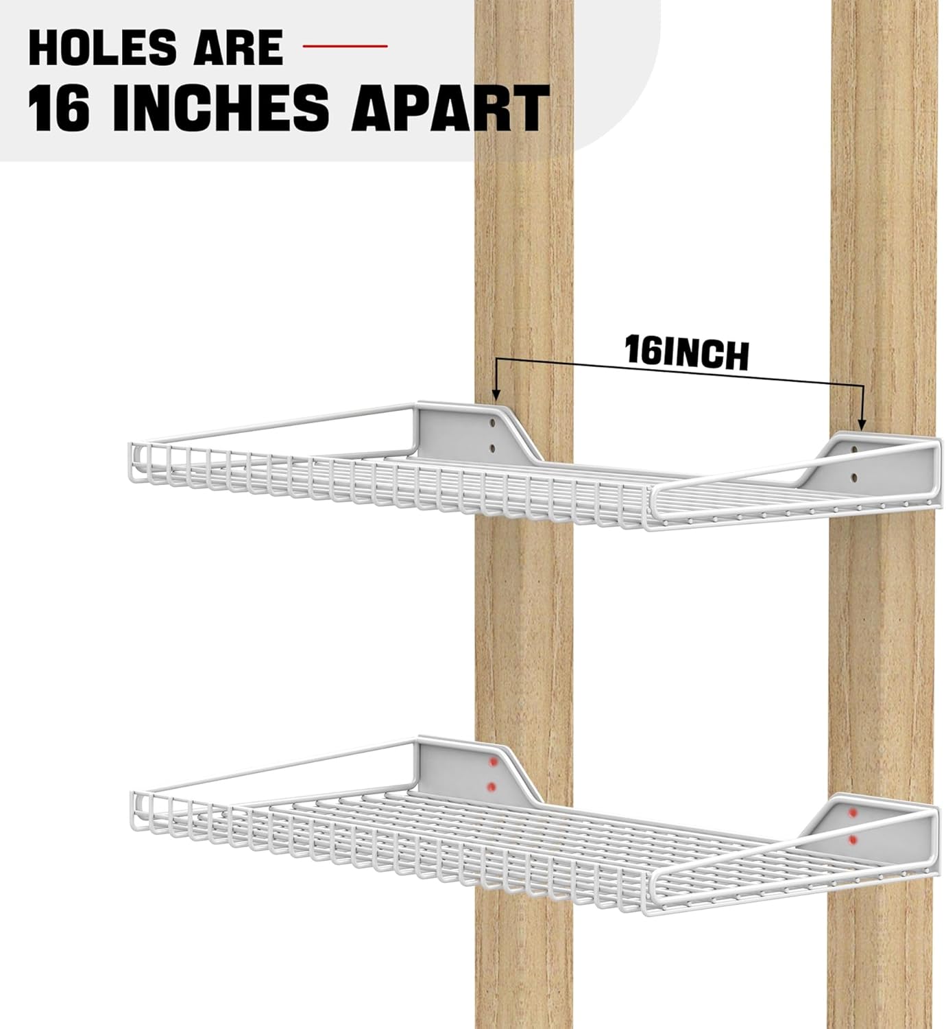 Ultrawall Wall Mounted Storage Shelf for Garage, 2 Pack Metal Shelf Rack, Heavy-Duty Wall Organizer Shelves Suitable for Shop, Shed, Garage 23.5inch x 12inch(White)