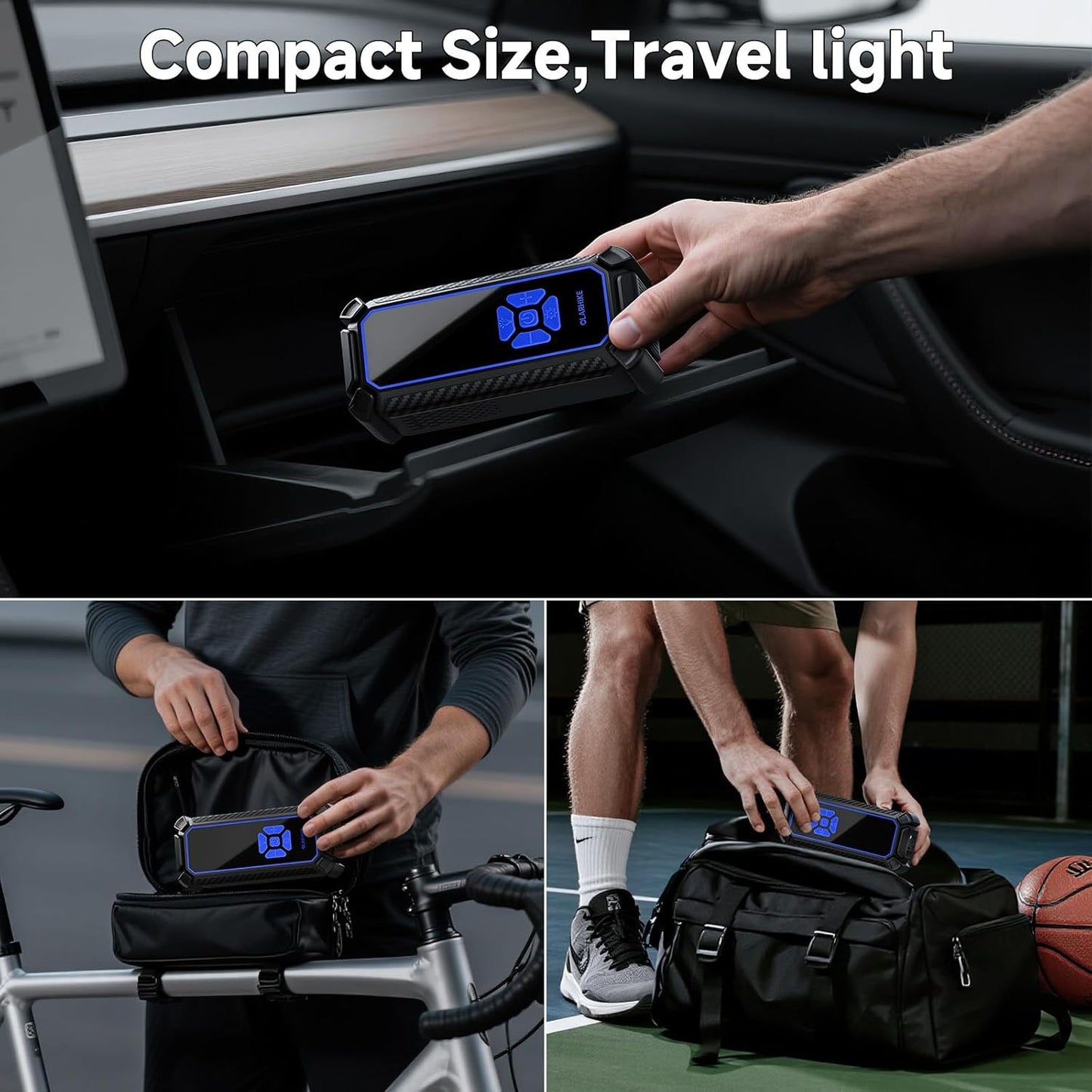 OlarHike Cordless Tire Inflator Portable Air Compressor, Quick Inflation, Air Pump for Car Tires, Pickup Truck, Motorcycle, Bicycle, Balls, Electric Pump with LED Light & Digital Pressure Gauge