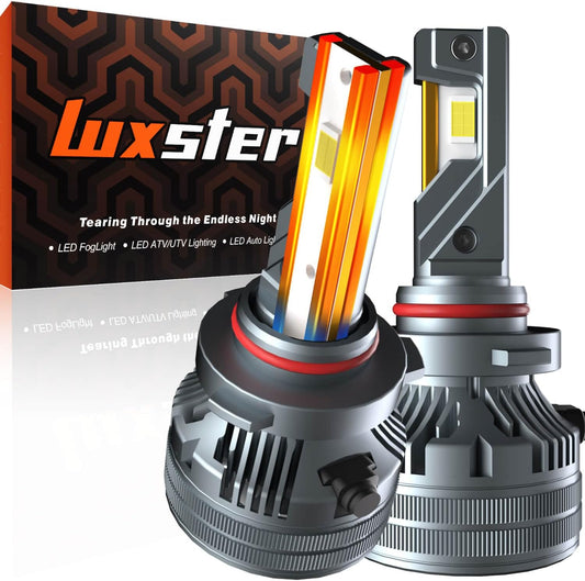 LUXSTER | Punisher 9012 LED Bulbs, 40000LM Ultra Bright, Triple Copper Pipes Cooling Tech(Unique), Plug-N-Play Installation, HIR2 6000K Pure White Foglight, IP68 Waterproof, Pack of 2