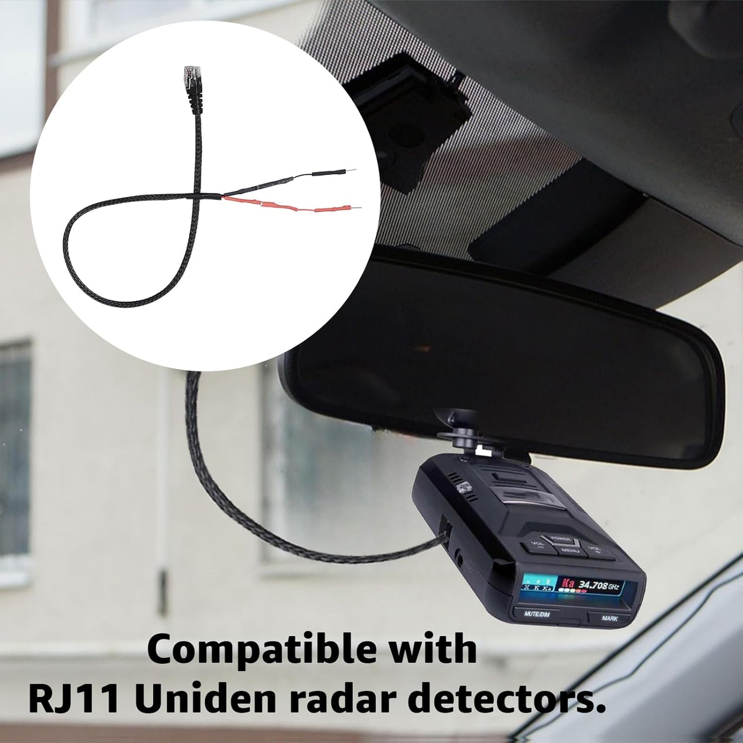 RJ11 Power Cord Compatible with Uniden Radar Mirror Wire Detectors,Model (3005201U) Fits R1 R3 R4 R7 R8 (2 Pack)