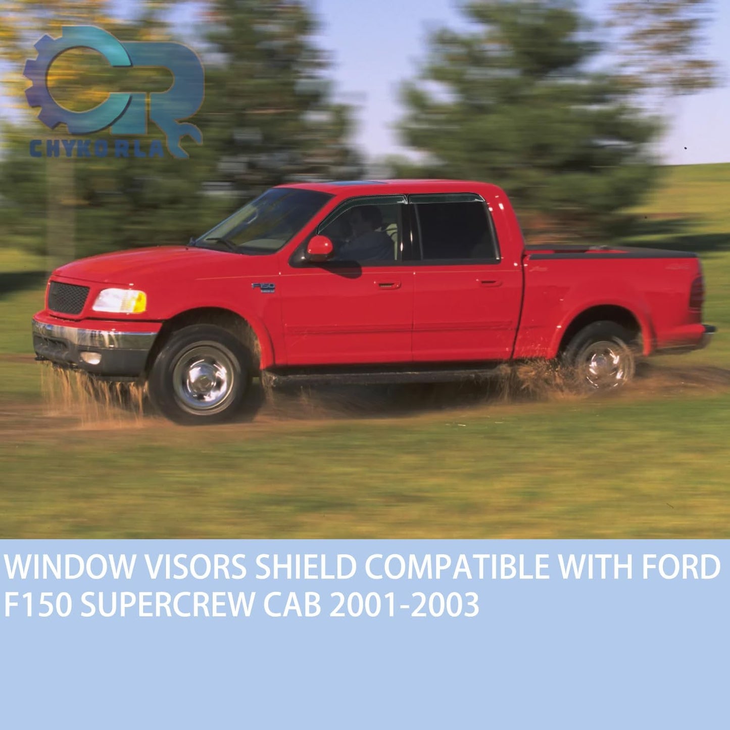 4PCS Window Rain Guards Shield Fit for 2001-2003 Ford F150 SuperCrew Cab, Outside Mount Window Vent Visors Shades, Wind Deflectors for 2002 2003 Lincoln Blackwood