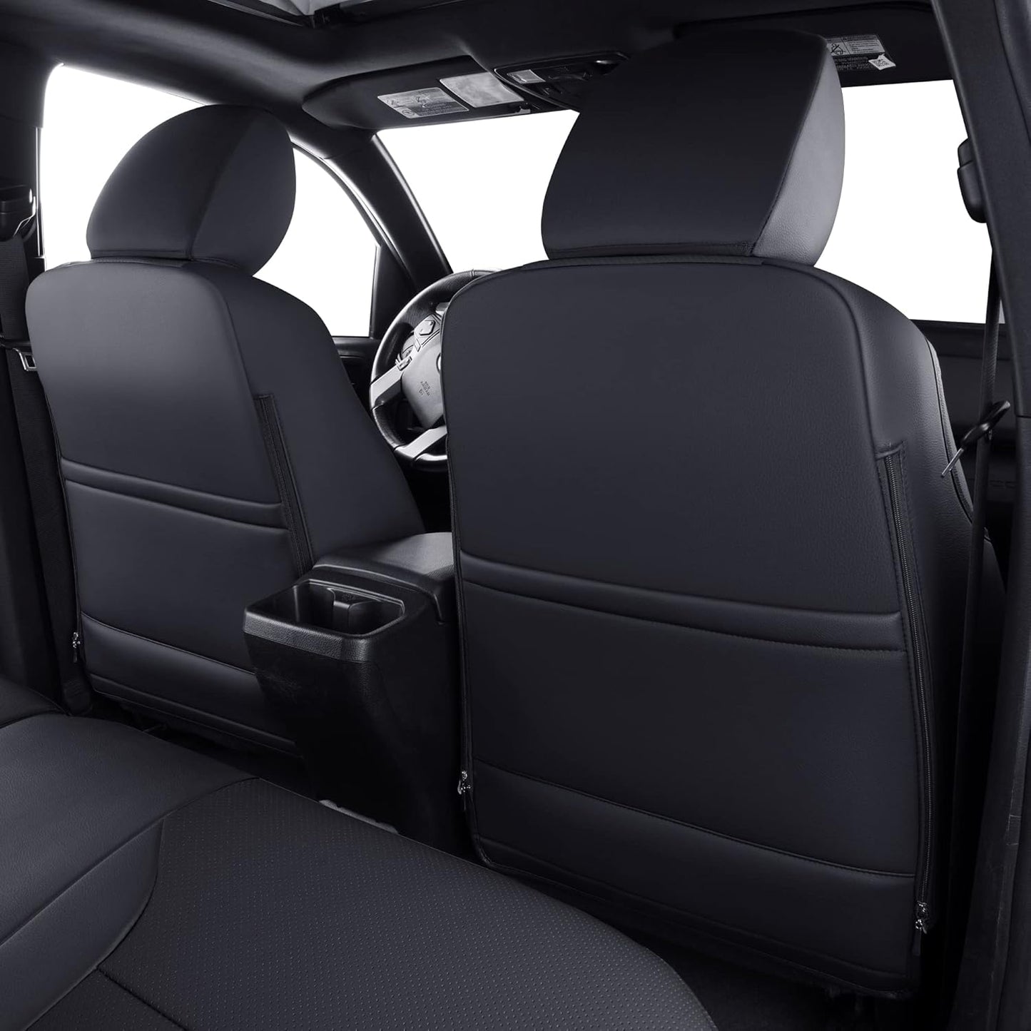 LUCKYMAN CLUB Tacoma Custom Fit Seat Covers for 2024 2025 Tacoma Crew Cab with Faux Leather (Black)