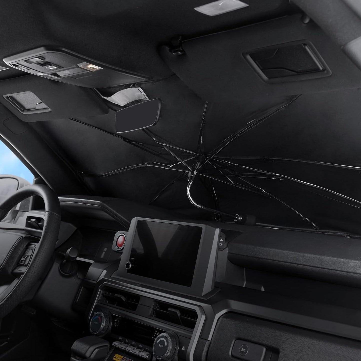 Umbrella Sunshade for Toyota Tacoma Accessories 2024 2025, for 4Runner 2025, Foldable Windshield Cover Sun Shade Umbrella Visor with UV Block Windshield (for Tacoma 2024-2025