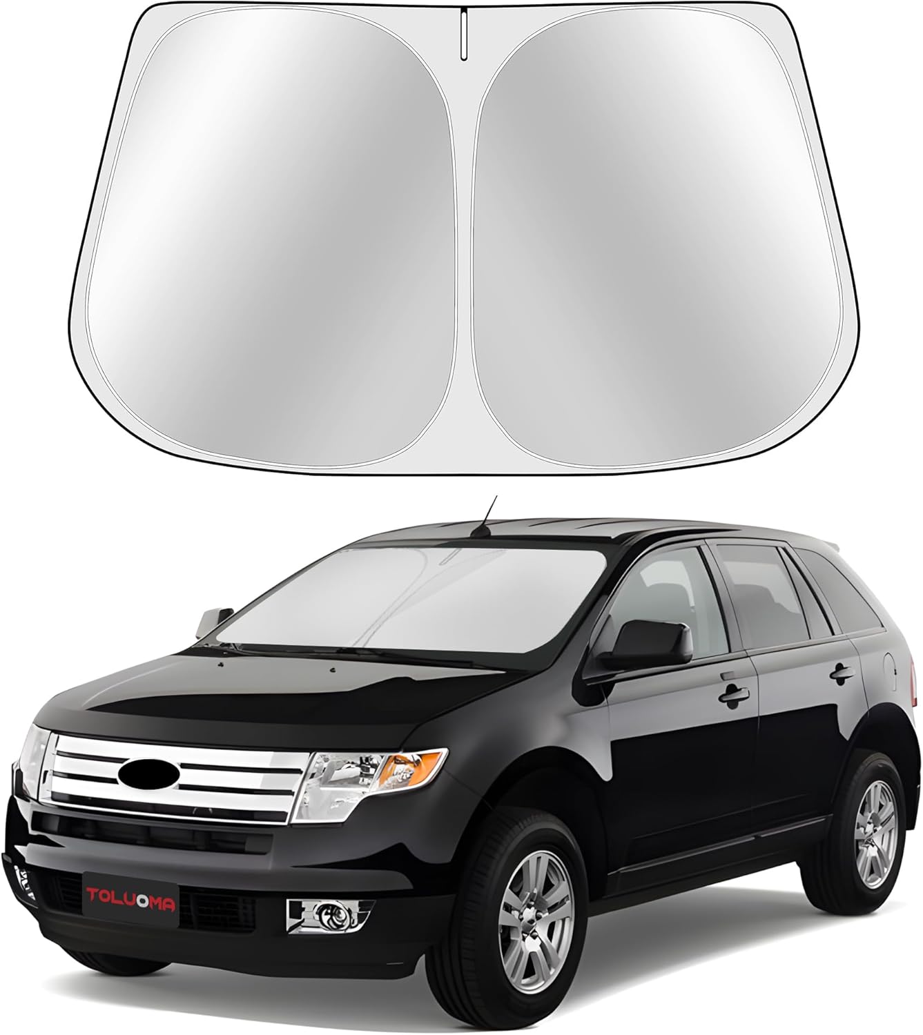 Custom Fit Windshield Sun Shade for Ford Edge 2007-2014 - Full Coverage, 210T Reflective Fabric, Double-Layer Design - Blocks 99% UV Rays, Keeps Car Cool, Easy to Install and Store