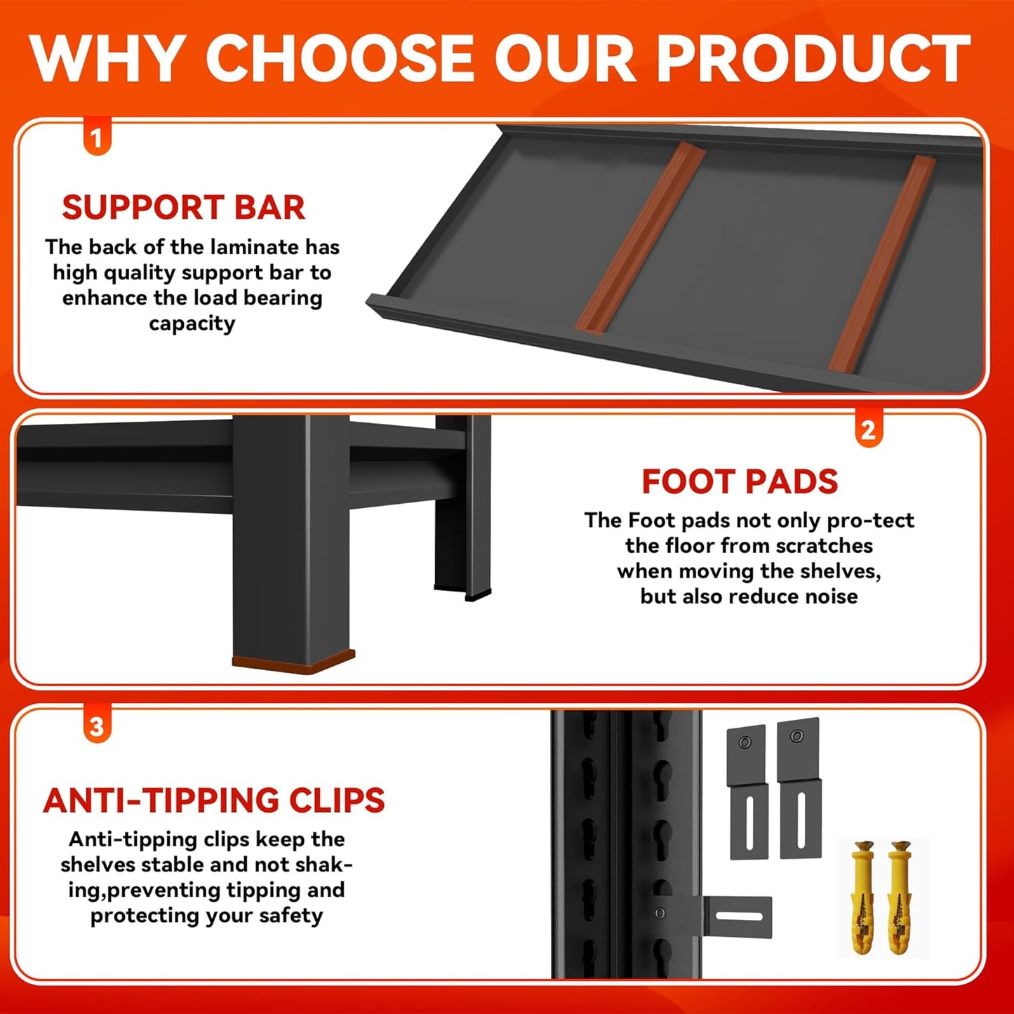 63" H Garage Shelving 3000LBS Heavy Duty Shelving Units and Storage Shelves Adjustable 5 Tier Metal Shelving for Kitchen,Utility Room and Basement, 13.78" Dx31.5 Wx63 H, Black