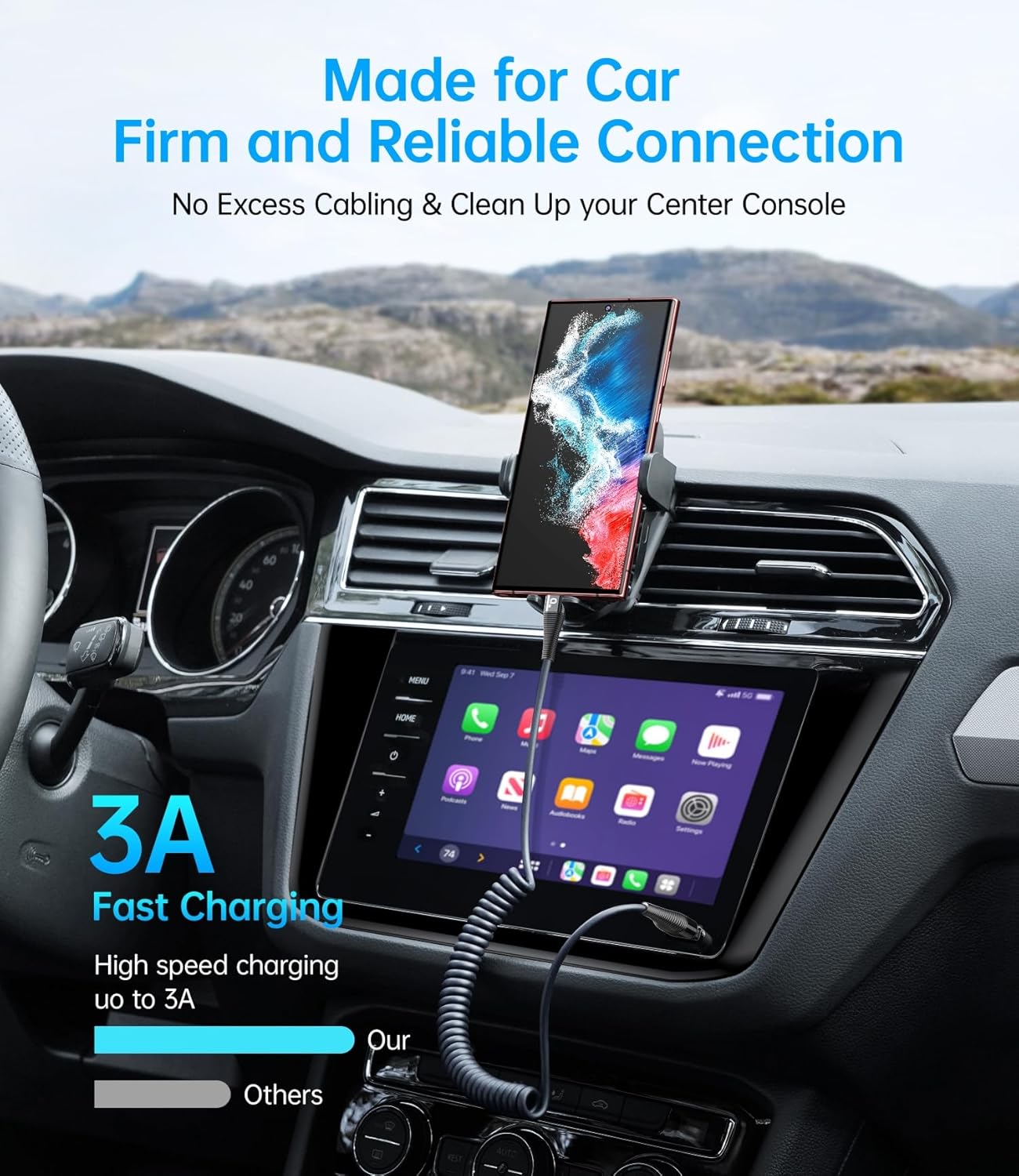 USB C to C Cable for Car 3FT&5FT, 100W Coiled USB C Fast Charging Cable for iPhone 16 Short USB Type C Cable for iPhone 15/Pro/Plus/Pro Max/Samsung Galaxy S23, Compatible All Type C Devices-Black