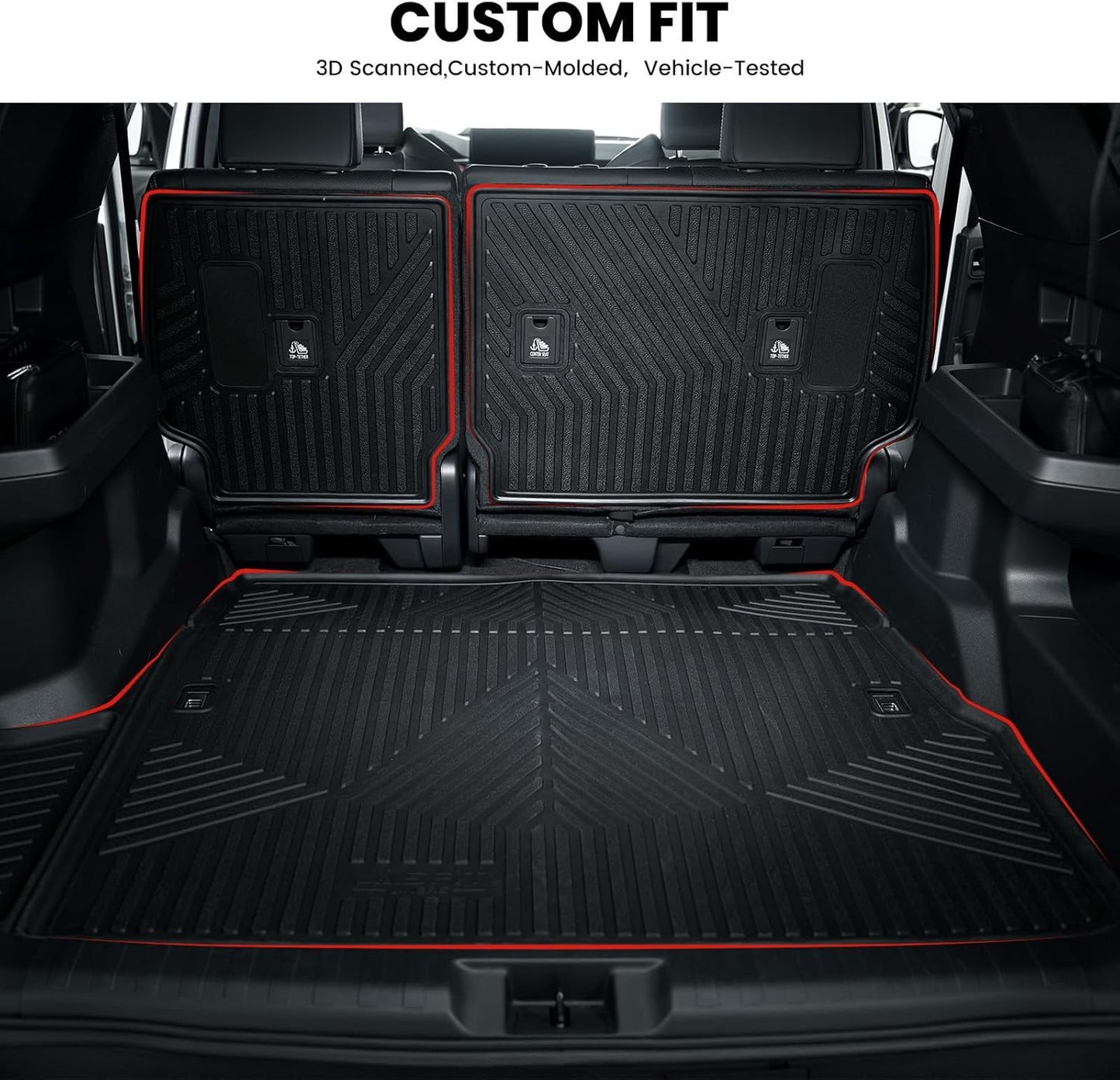 LASFIT Trunk Mat&Backrest Mat for Toyota 4Runner 2025(Only Fit 5 Seats), All Weather TPE Custom Fit Cargo Liner for 4Runner SR5/TRD/Limited 6th gen 4 Runner Cargo Mat, Black