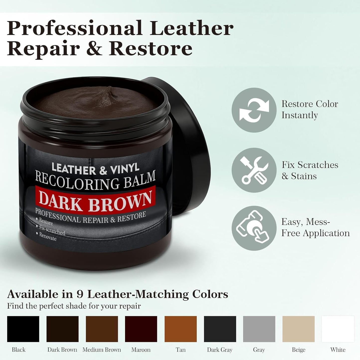 Leather Color Restorer, Leather Recoloring Balm, Scratch Remover, Leather Dye, Leather Paint, Leather Repair Kit for Furniture Couches Car Seats Shoes Bags, White