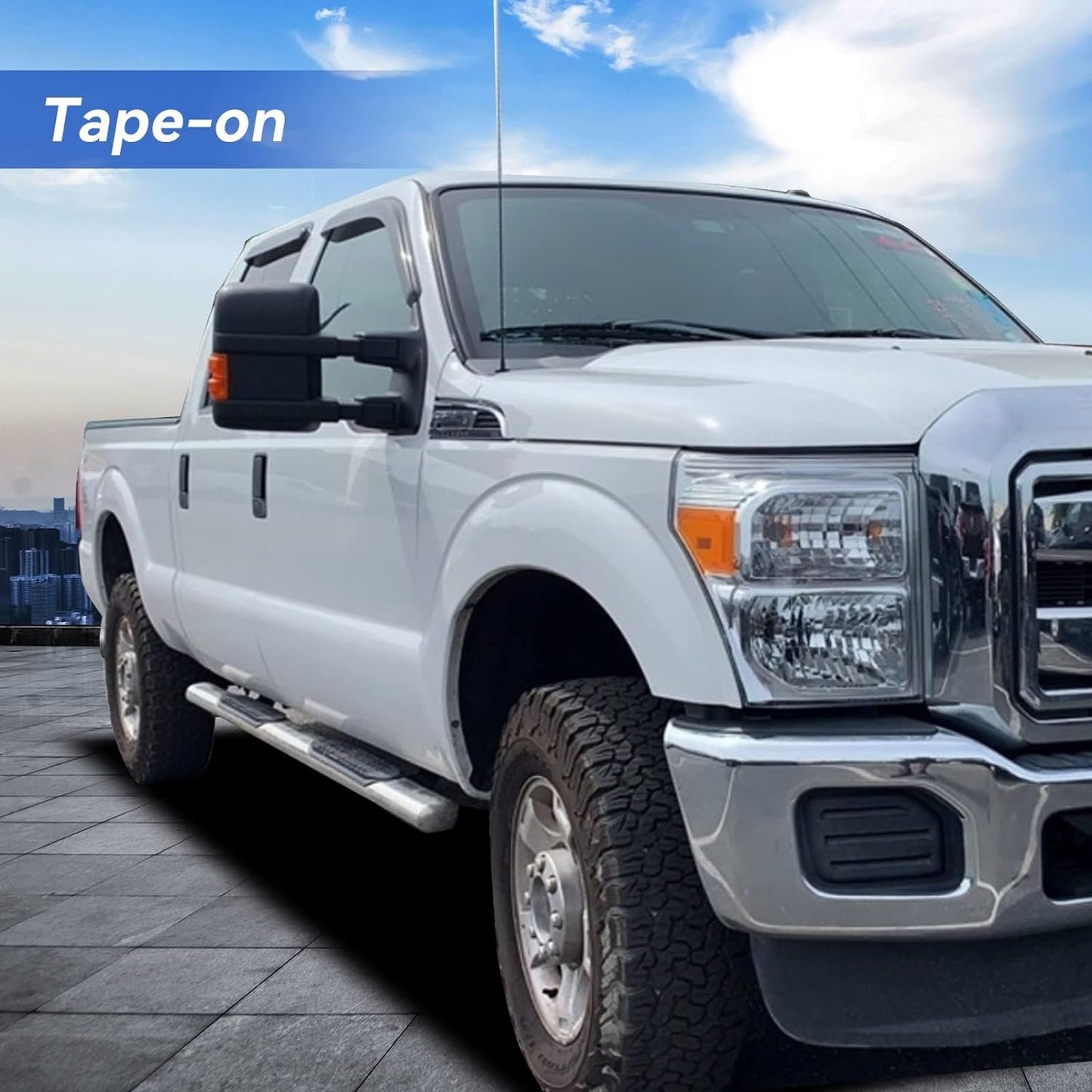 Window Visors Rain Guards for 1999-2016 Ford F250 F350 F450 F550 Super Duty, Out-Channel Window Vent Wind Deflectors Visors Shades for 99-16 F-250 F-350 F-450 F-550 SuperCrew Cab