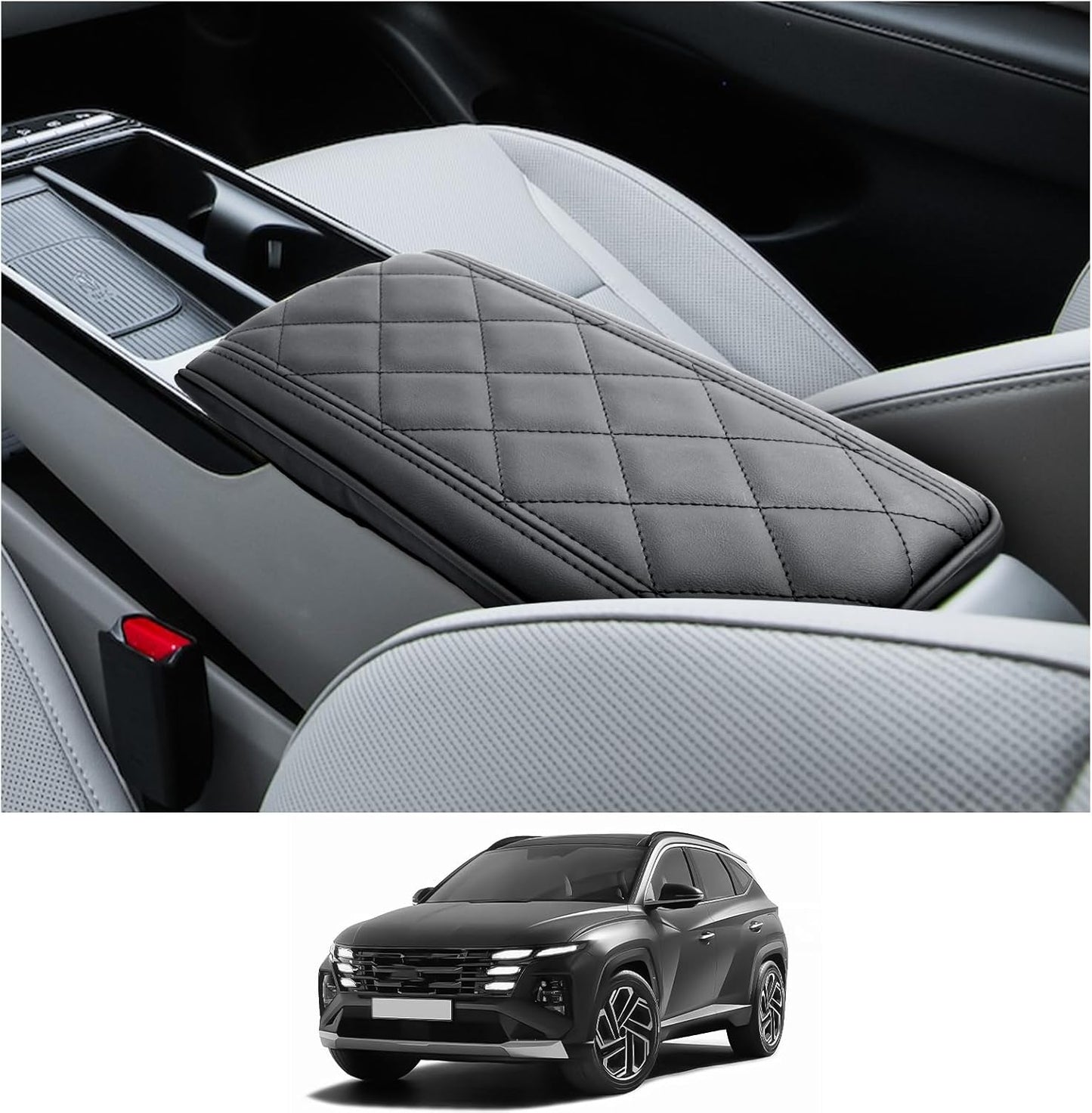 CDEFG Compatible with 2025 Hyundai Tucson Limited Center Console Cover for 2025 Tucson Limited/ 2025 Tucson Hybrid Accessories Armrest Cover 2025 Tucson Middle Console Arm Rest Pad
