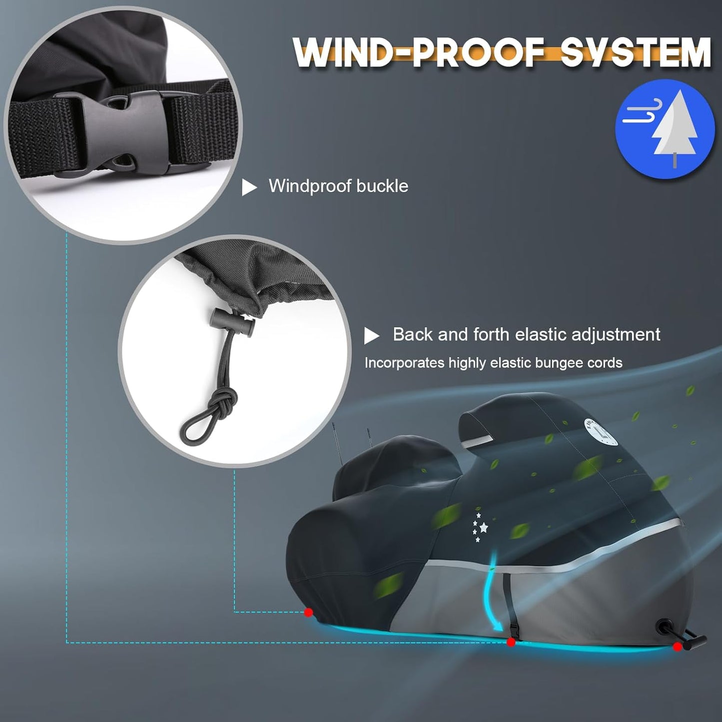 Motorcycle Cover with Side+Top Box Heavy Duty 420D Waterproof for Touring Models Harley Davidson Ultra Limited,Road Glide Limited, Gold Wing,Road Master,Indoor & Outdoor Storage Black