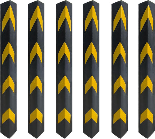 27" Rubber Garage Wall Protector Corner Guard for Parking Lot Warehouse Edge, 6 Packs
