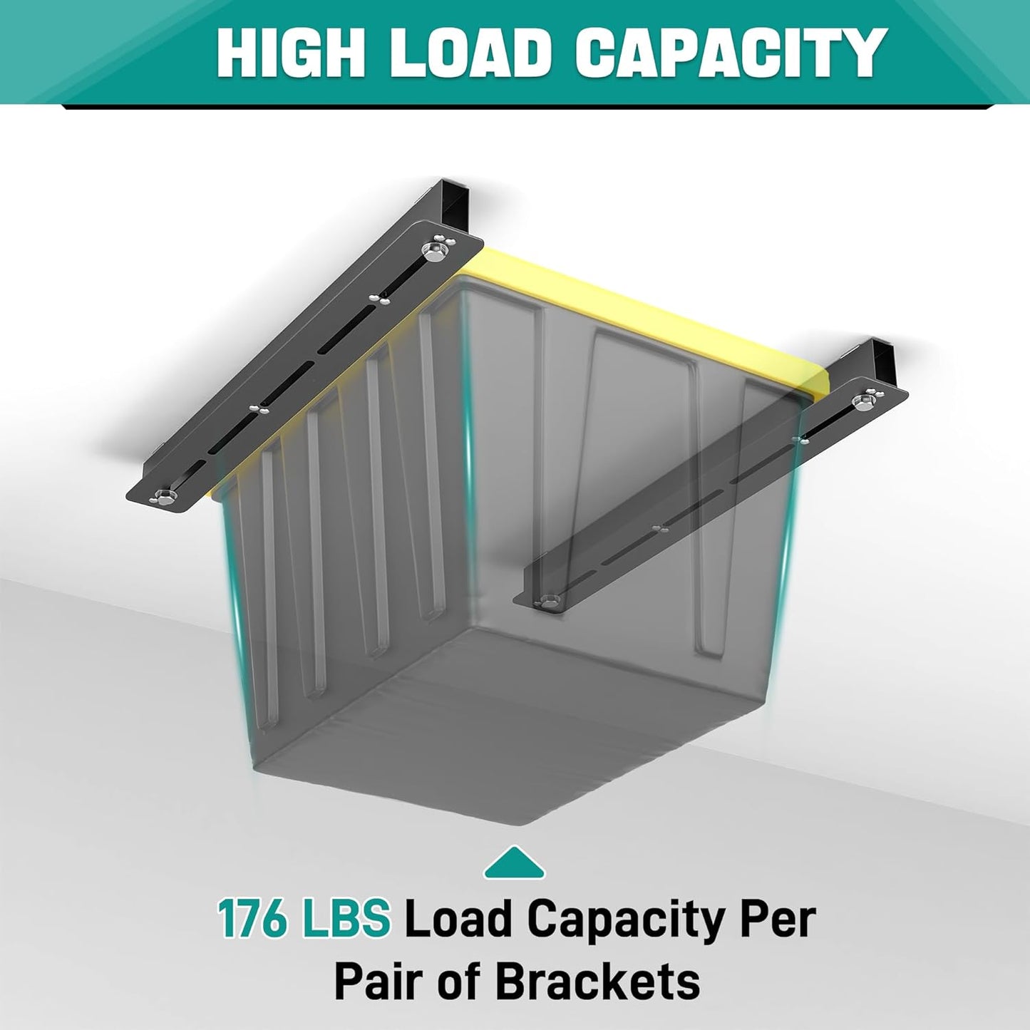 EVERHANGER Ceiling Storage Rack, Heavy Duty Overhead Garage Storage Rack, Adjustable Ceiling Bin Storage System, 6 Sets for 5 Bins, 26 Inch