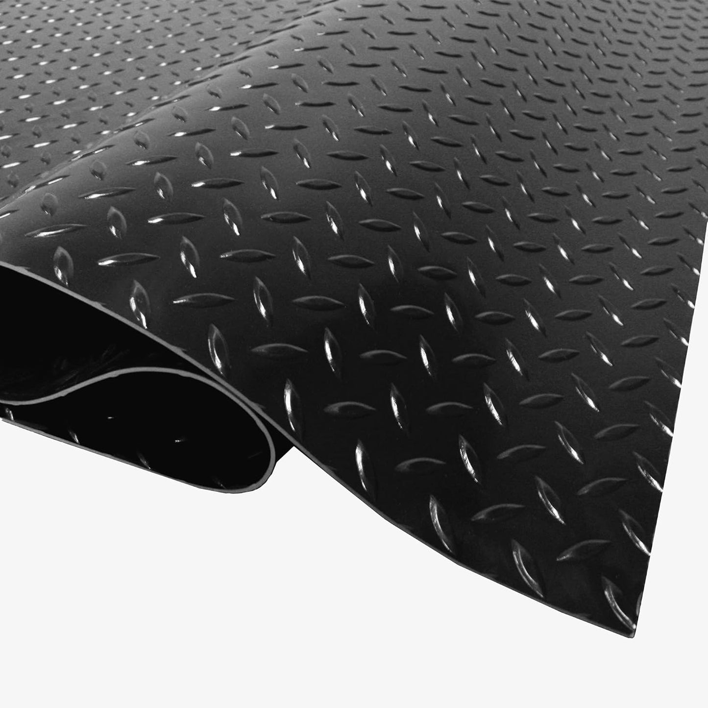 IncStores 2.5mm Thick Commercial-Grade Nitro Roll Garage Floor Mat | Flexible Vinyl Floor Mat for a Stronger and Safer Garage, Workshop, or Trailer | Diamond-Plate, Midnight Black, 10' x 40'