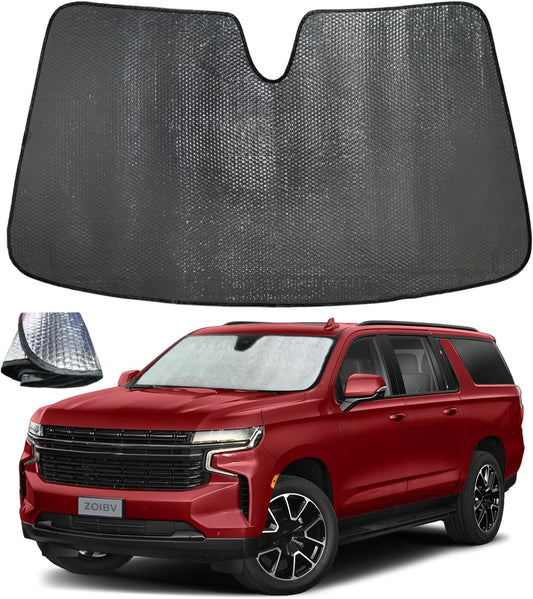 Windshield Sun Shade for Chevrolet Chevy Suburban 2021-2024 - 5-Layer Bubble Foldable Front Window Shade Sun Visor Accessories - Blocks Heat & UV Rays