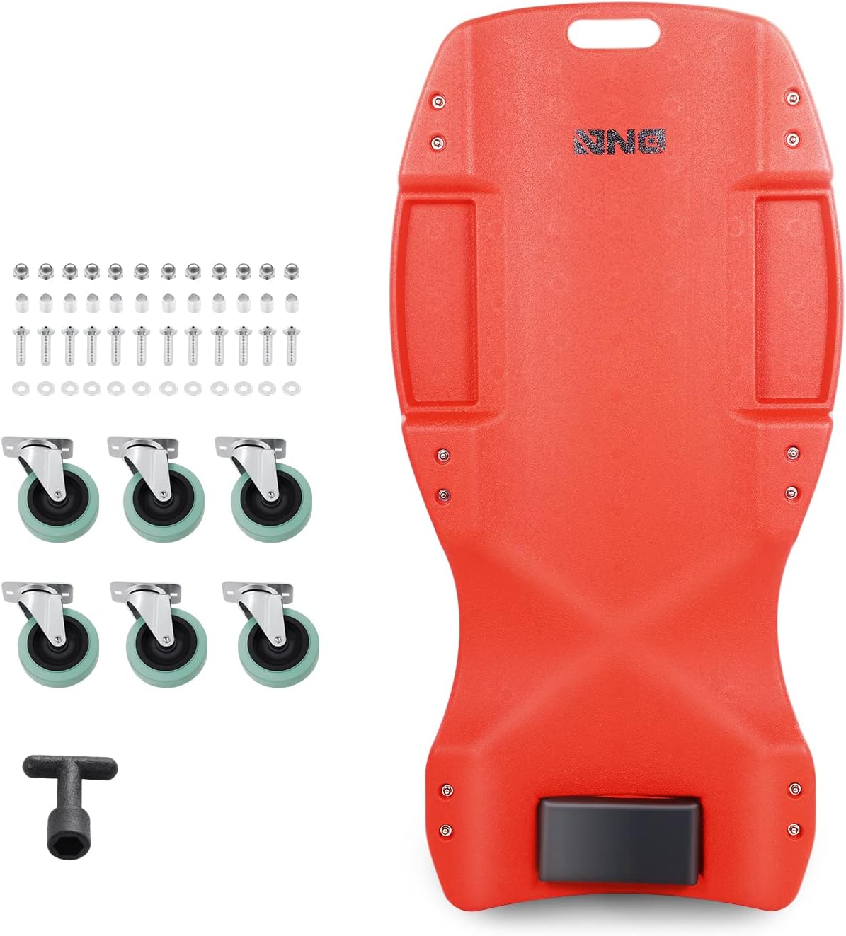 DNA MOTORING TOOLS-00238 48 Inches Heavy-Duty Low-Profile Roller Automotive Creeper with Padded Headrest, Red