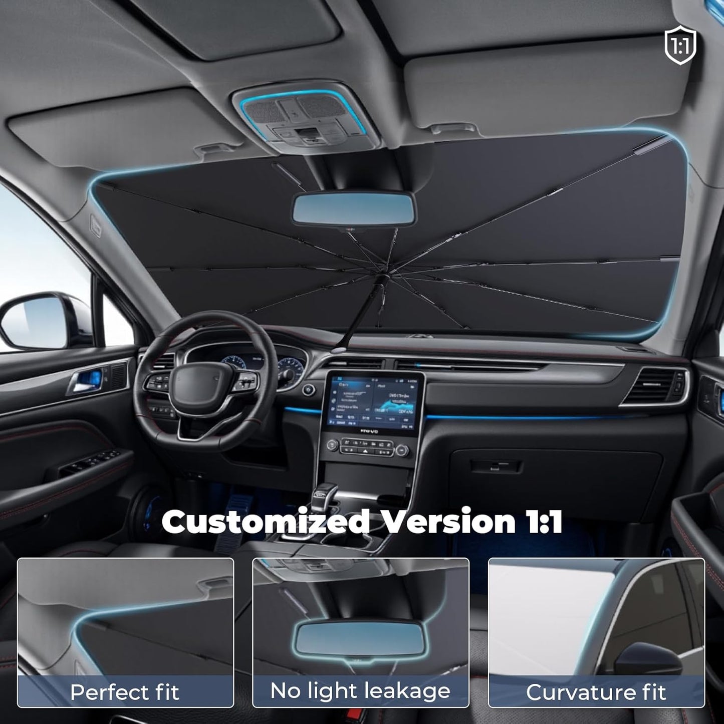 Windshield Sun Shade Umbrella for 2021-2025 Toyota Sienna Accessories: Custom Fit 240T Silver, Double Thickened, Foldable Sunshade Window Sun Visor, Ultimate 99% UV Blocking for LE, XLE, XSE, Limited