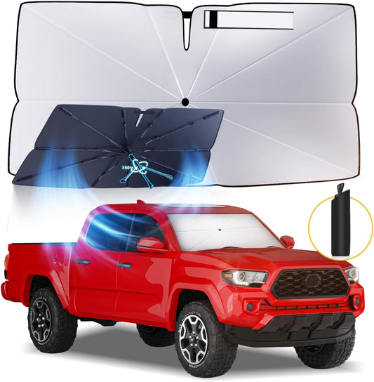 Windshield Sun Shade Umbrella: for Toyota-Tacoma-2016-2024 2025- Front Car Window Shades - Foldable Automotive Sunshades Block UV Keep Cool