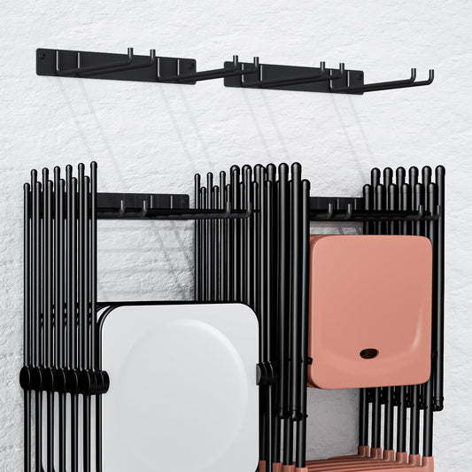 Garage Storage Organization Wall Mount, Heavy Duty Folding Chair Storage, Garden Tool Hanger for Patio, Beach & Camping Chairs Organizer Hooks, Holds 240 lbs - 2 Pack