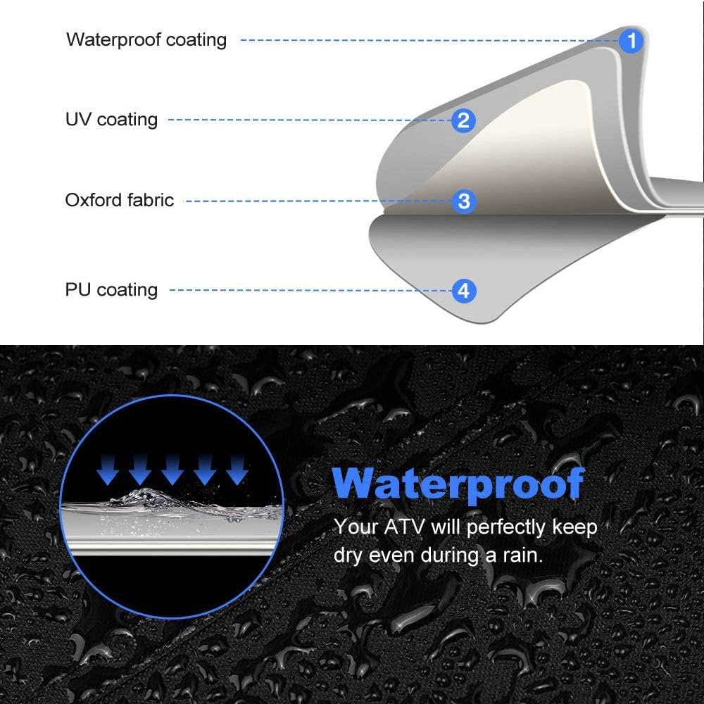 ATV Cover Waterproof for Polaris Sportsman Yamaha Grizzly Honda Kawasaki with Straps Reflective Storge Black 82x47x45 inch(XL)