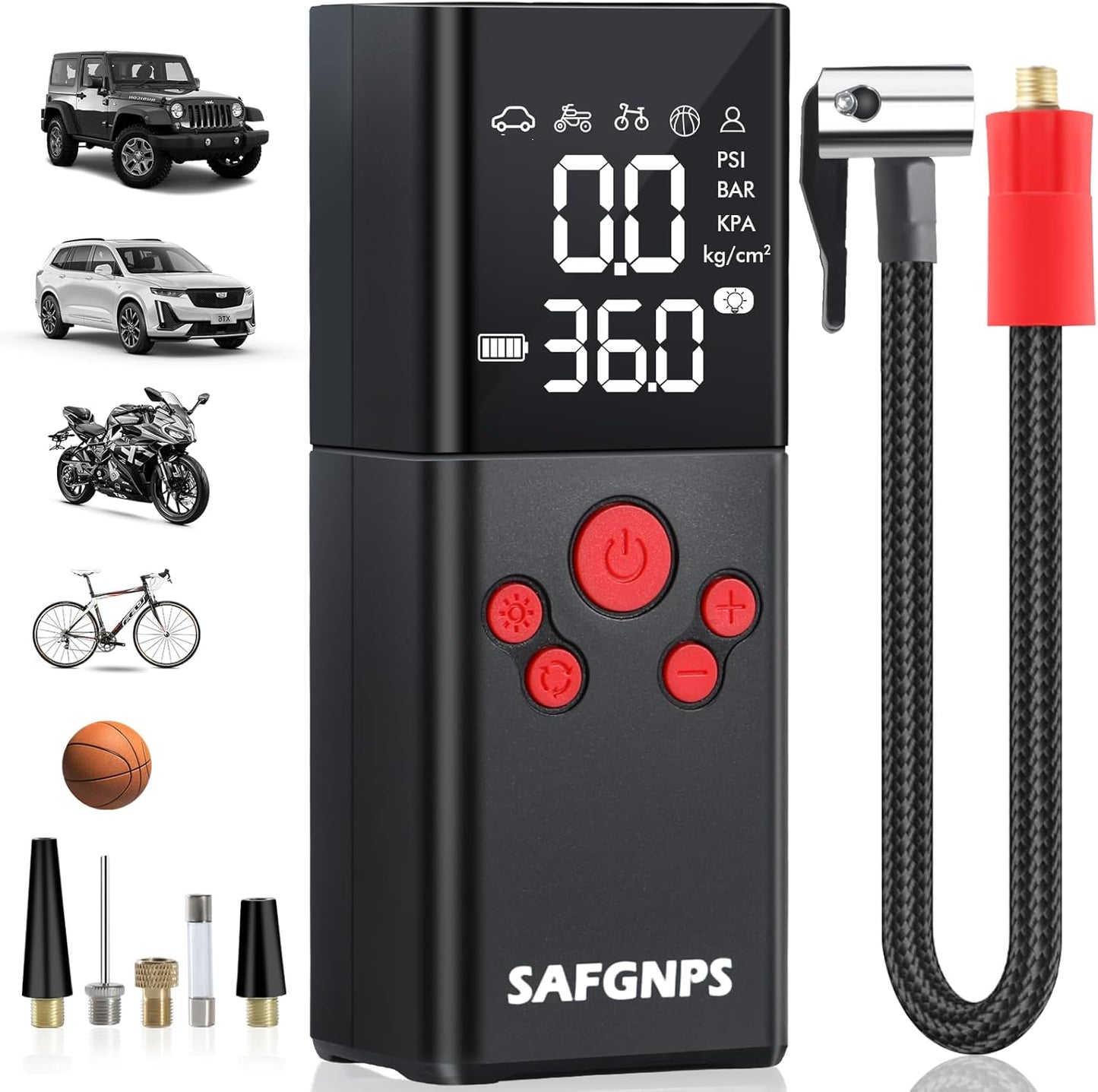Tire Inflator Portable Air Compressor, 150PSI Cordless Portable Tire Inflator for Car, 3X Fast Smart Air Pump for Car Tires, Bike Pump, Motorcycle, Ball - Digital Pressure Gauge/LED