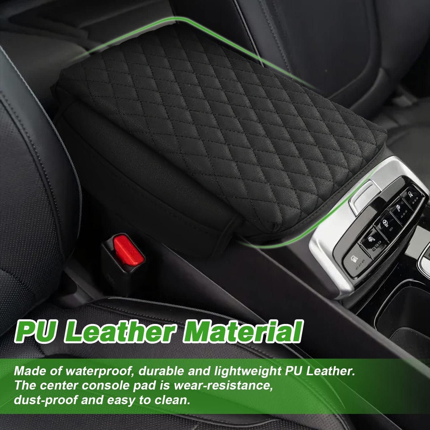 Shademax Center Console Cover Custom Fit for Hyundai Santa Cruz 2022 2023 2024 2025 2026 Armrest Cover Cushion Pad Santa Cruz Accessories PU Leather Armrest Seat Box Protector with Pockets Storage Bag