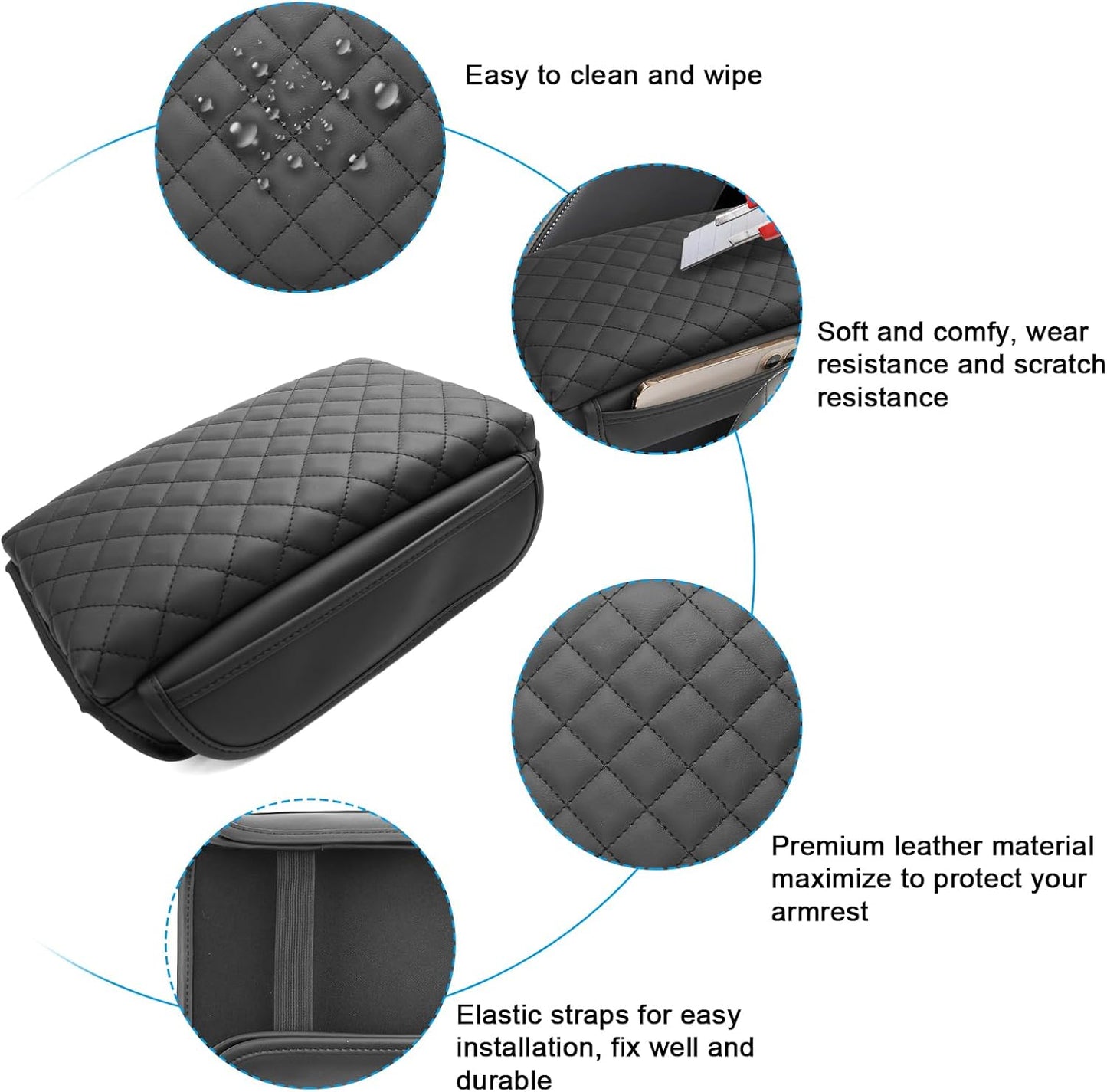 SXCY for 2024 2025 Crosstrek Armrest Cover (Thickened) for Subaru Crosstrek 2025 Accessories 2024 Crosstrek Center Console Cover 2025 Crosstrek Middle Console Cover (Checked, with Side Pockets)