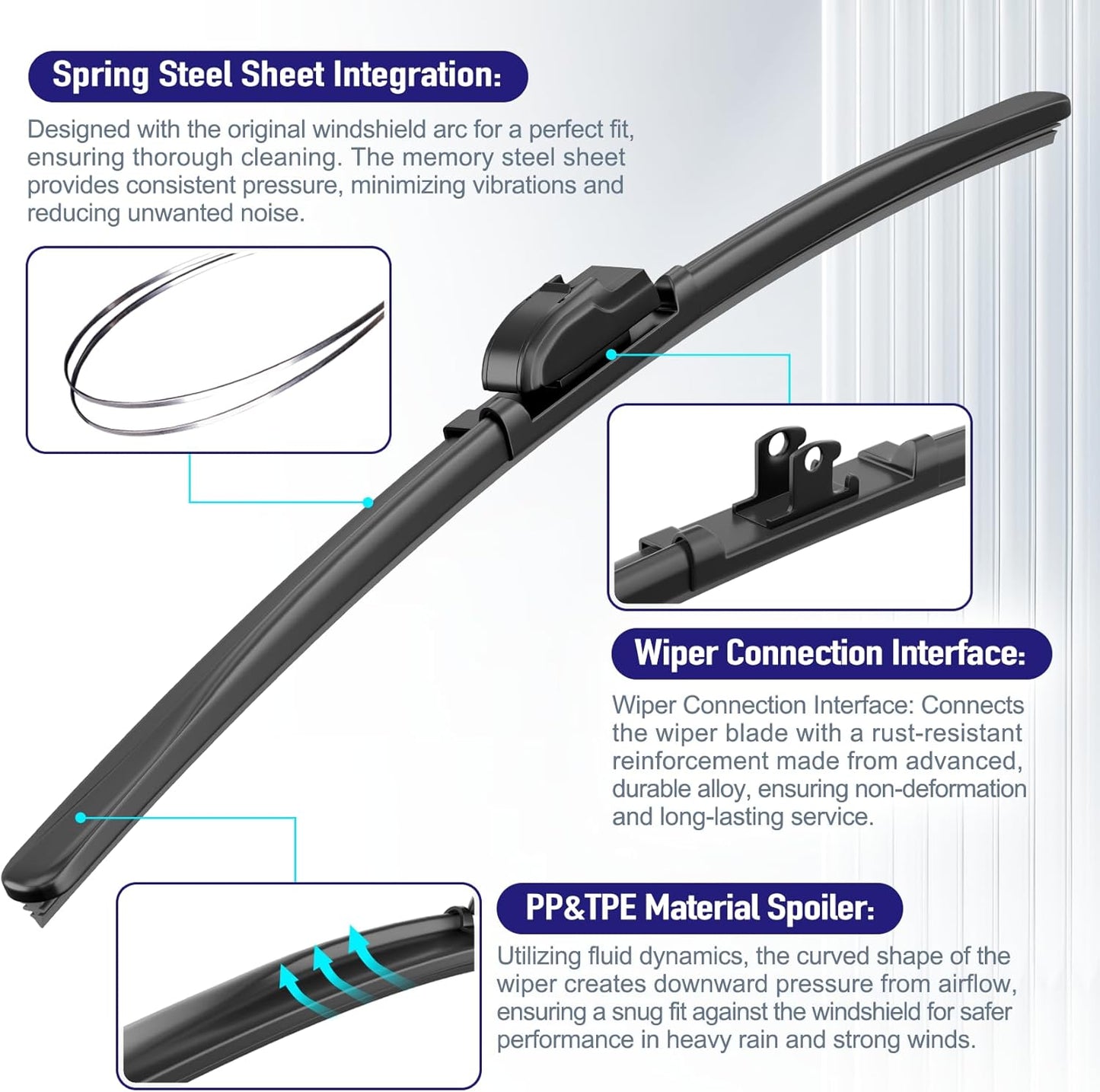 AJK Wiper Blades for Chevrolet Colorado 2015 2016 2017 2018, 2 Piece All Weather OEM Quality Automotive Replacement Windshield Wiper Blades for My Car